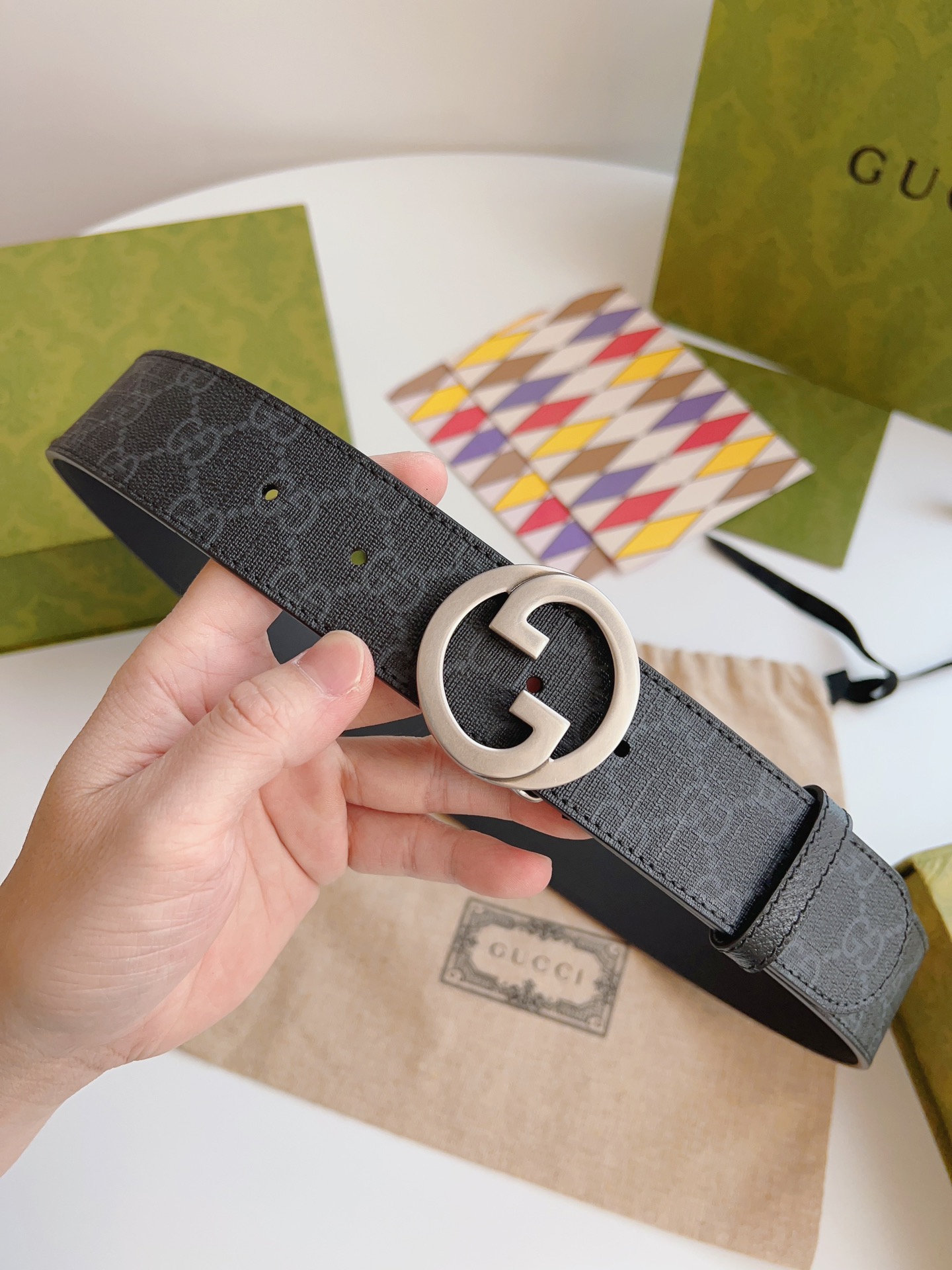 Gucci Male Basic Belt Canvas Brown S-m