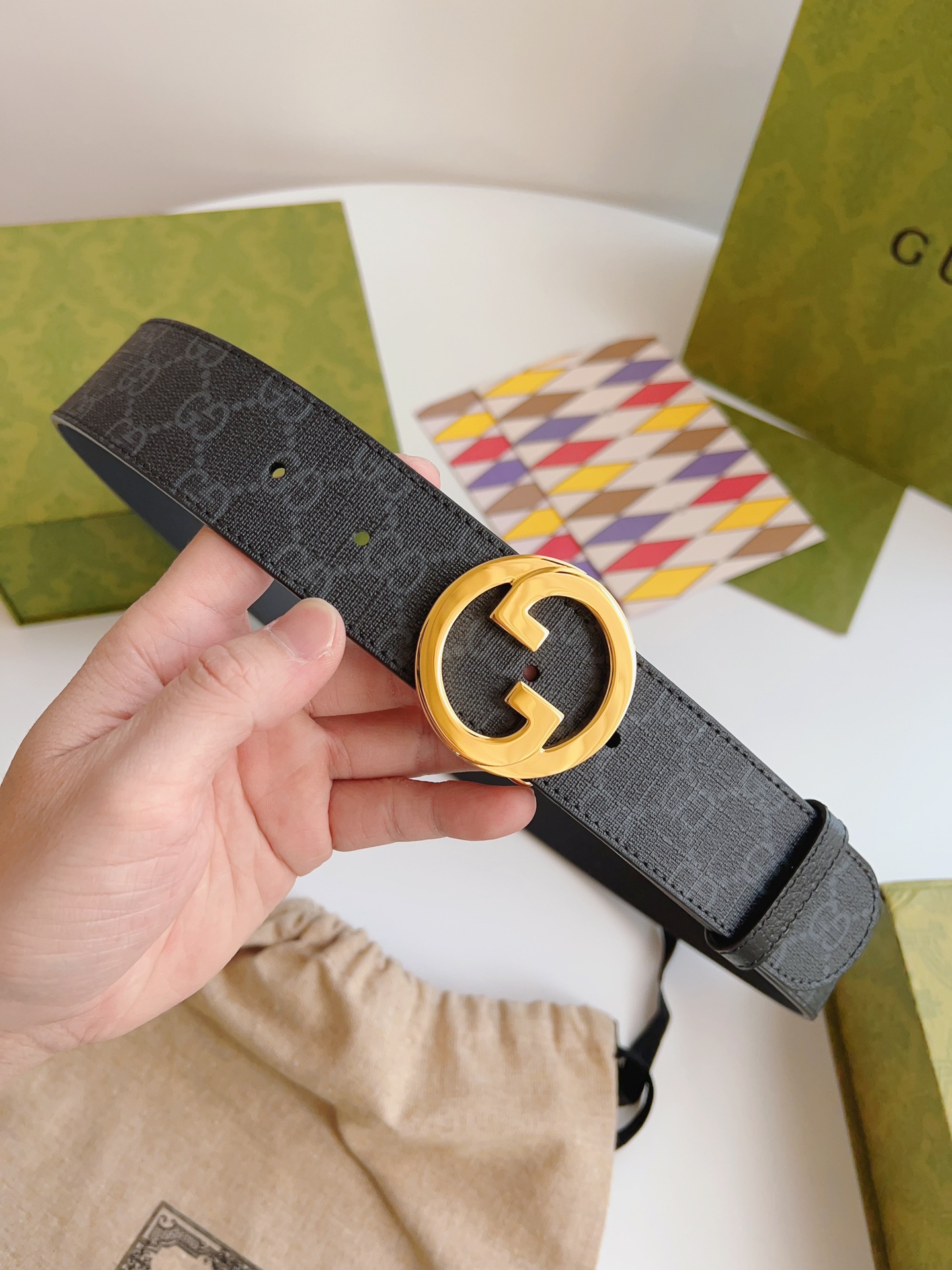 Gucci Male Basic Belt Canvas Brown S-m