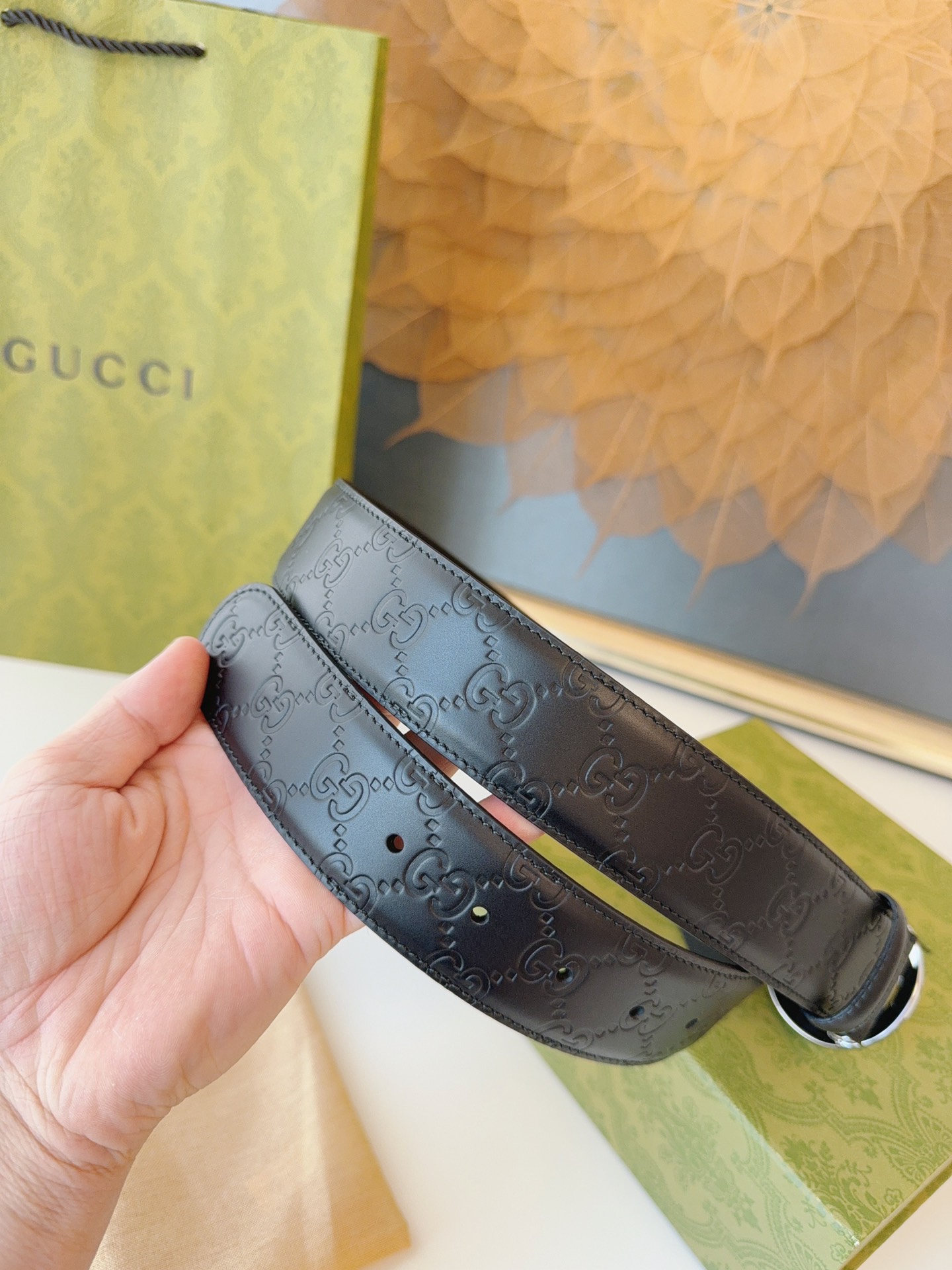 Gucci Male Leather Belt Top Grain Leather M