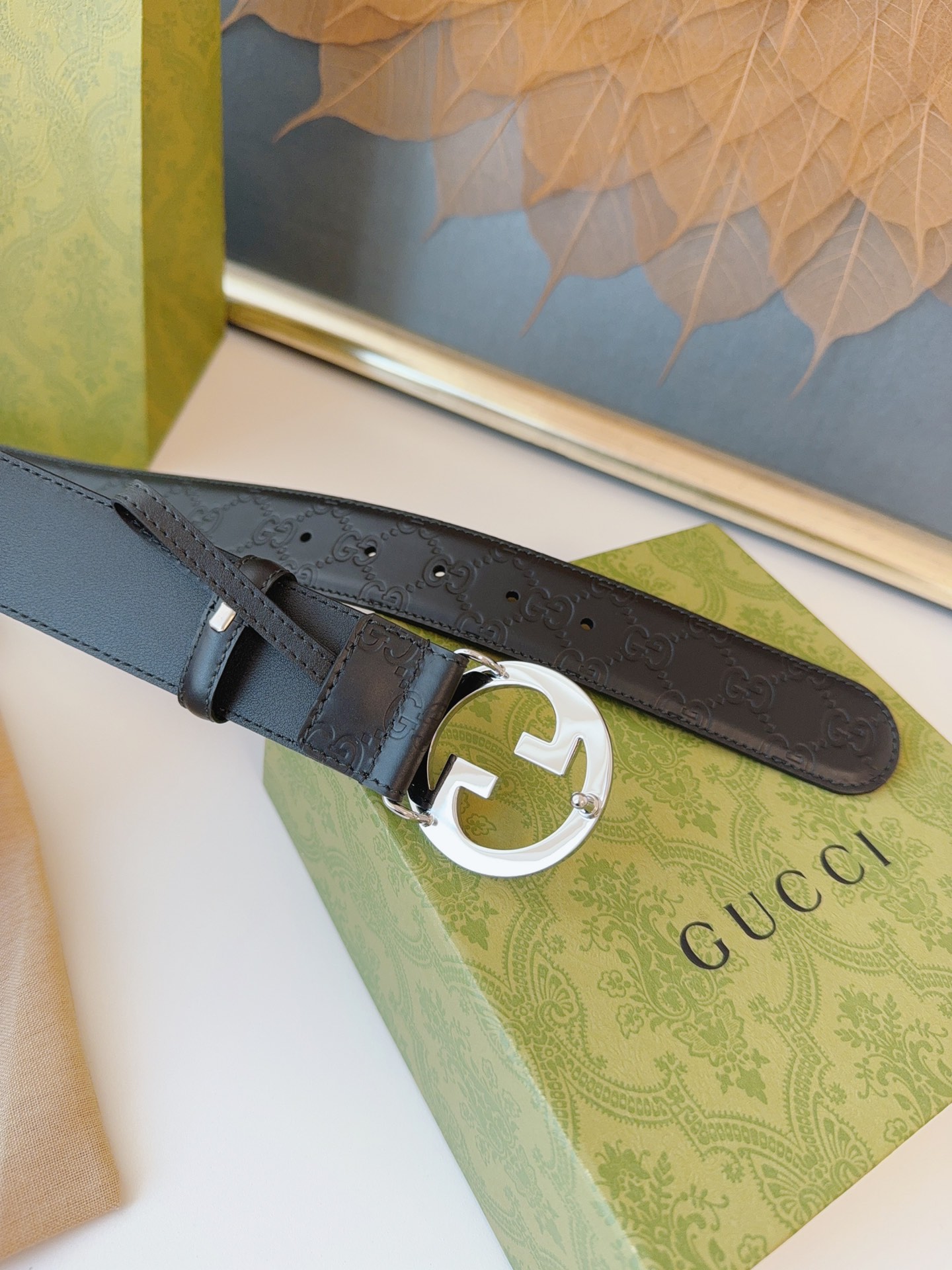 Gucci Male Leather Belt Top Grain Leather M