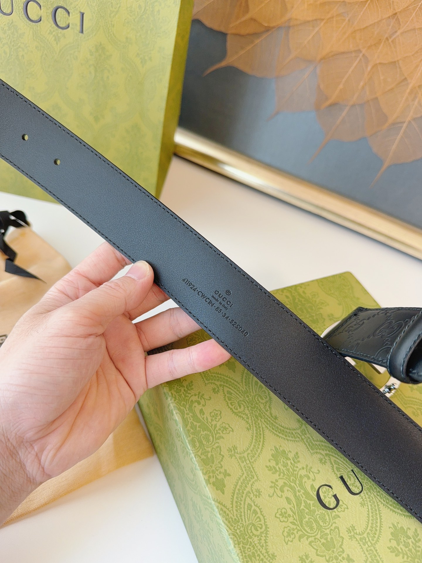 Gucci Male Leather Belt Top Grain Leather M