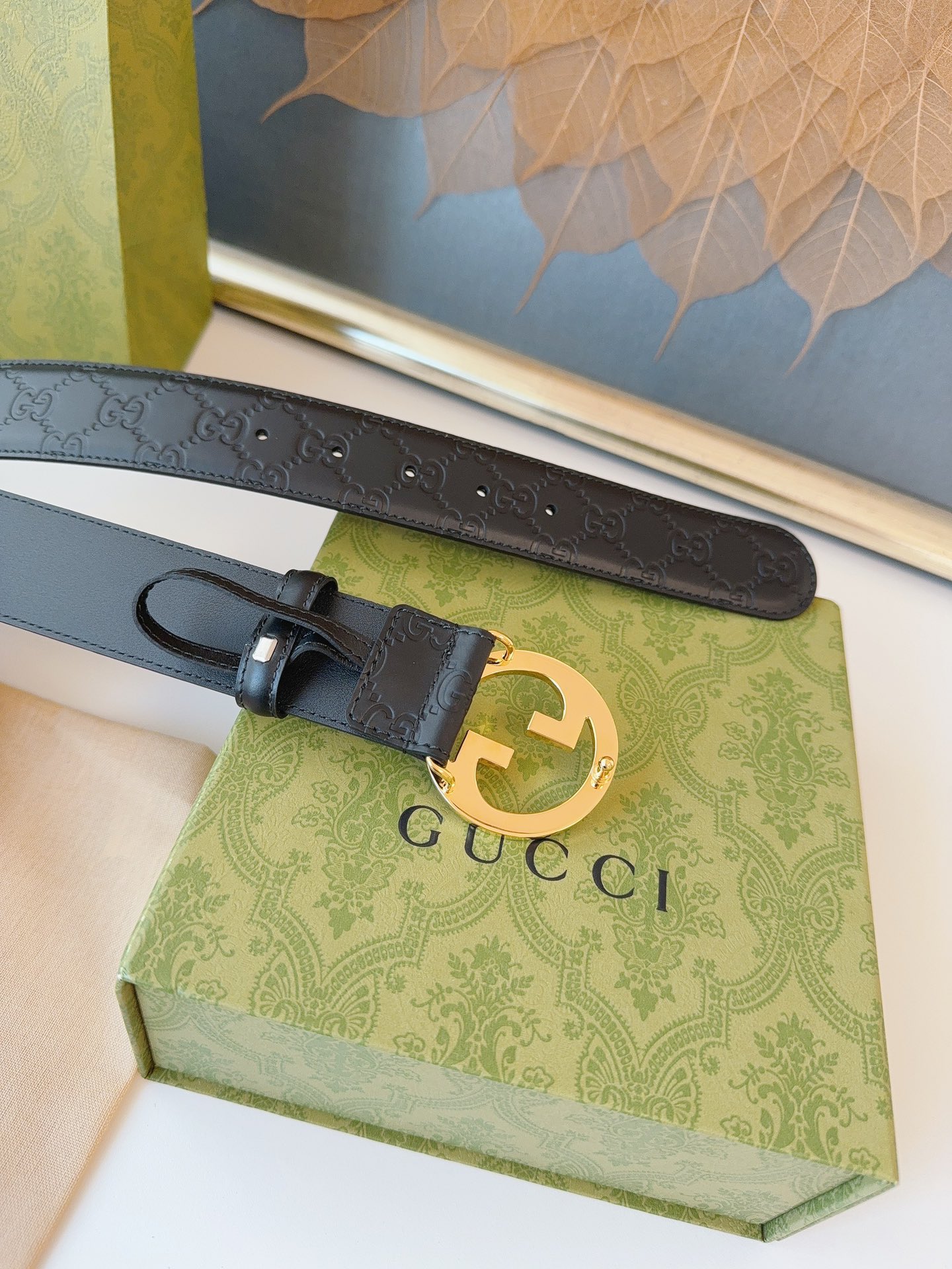 Gucci Male Leather Belt Top Grain Leather M