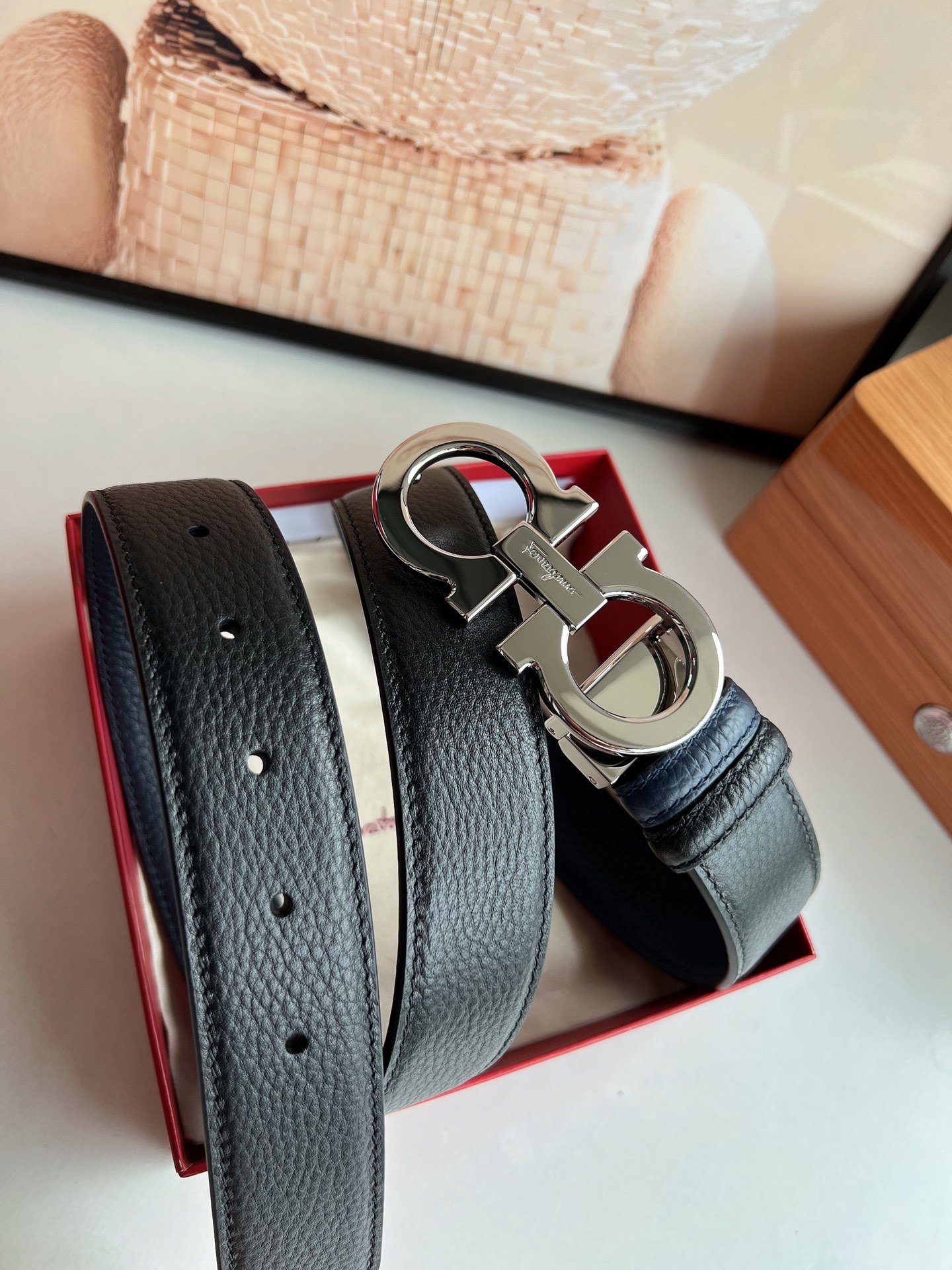 Salvatore Ferragamo Male Leather Belt Top Grain Leather M