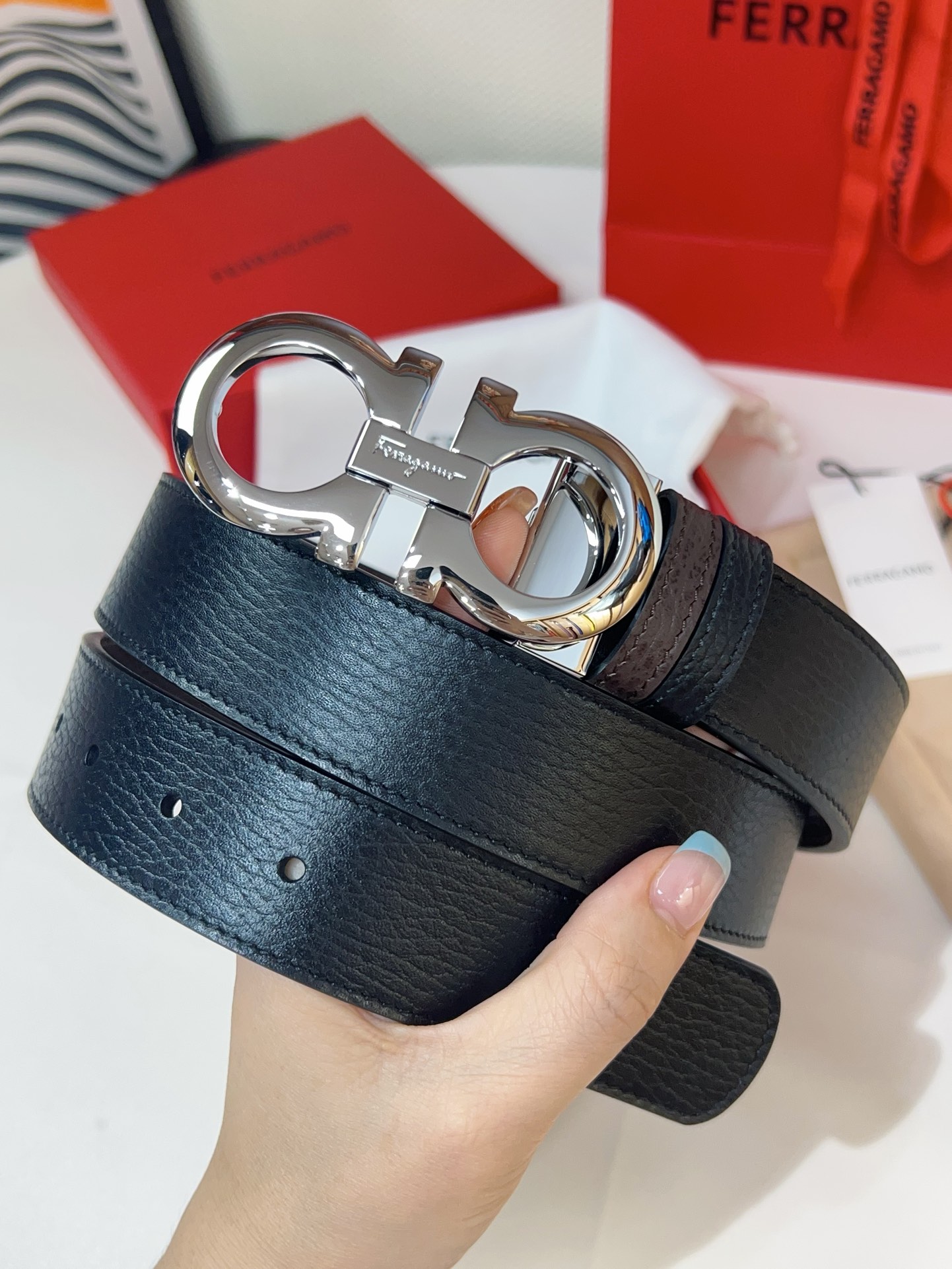 Male Leather Belt Cow Leather Gold Adjustable