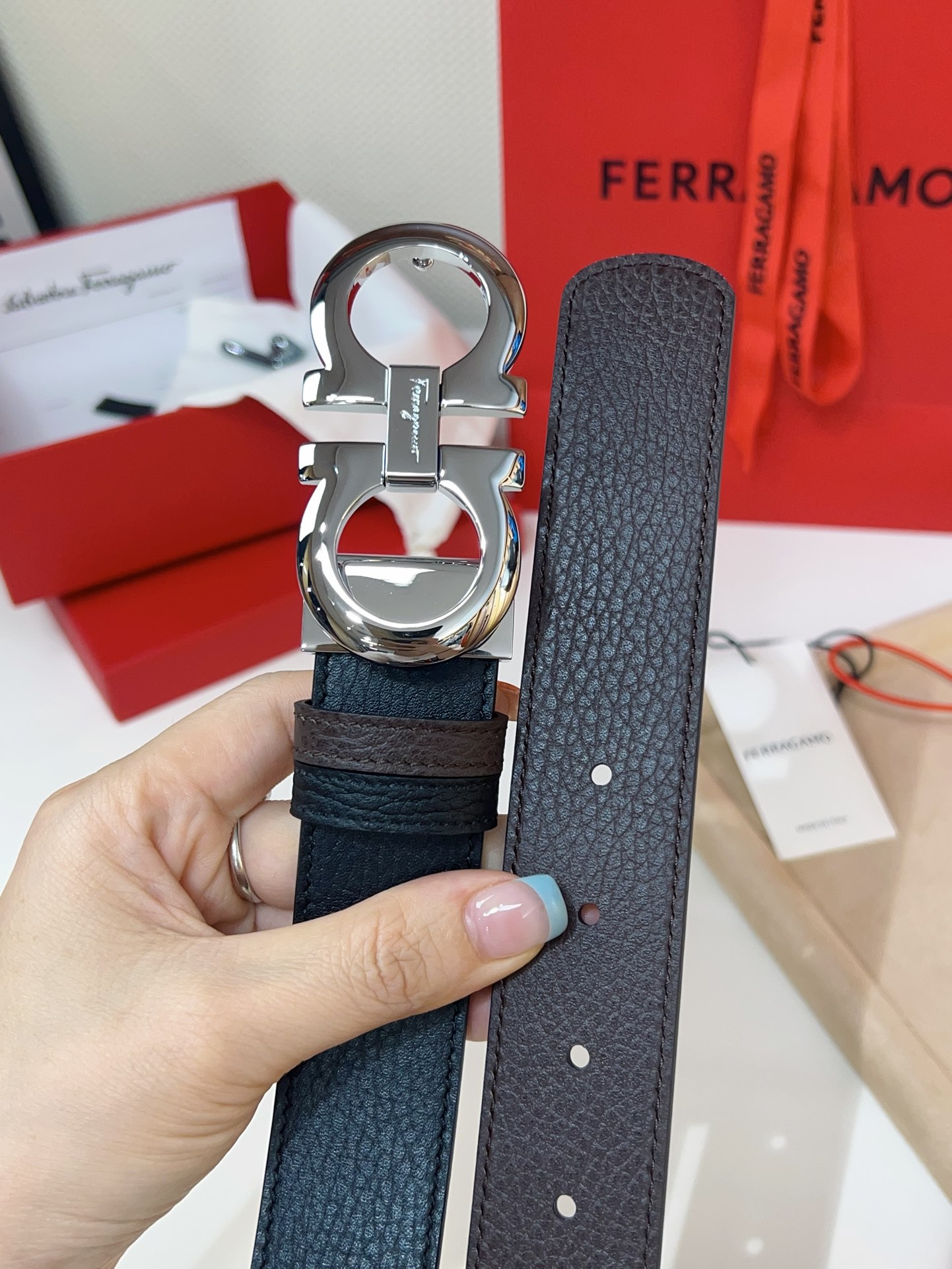 Male Leather Belt Cow Leather Gold Adjustable