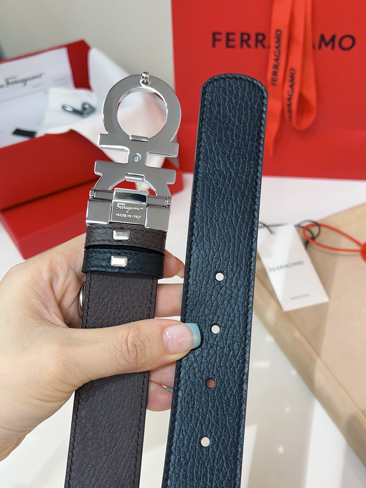 Male Leather Belt Cow Leather Gold Adjustable