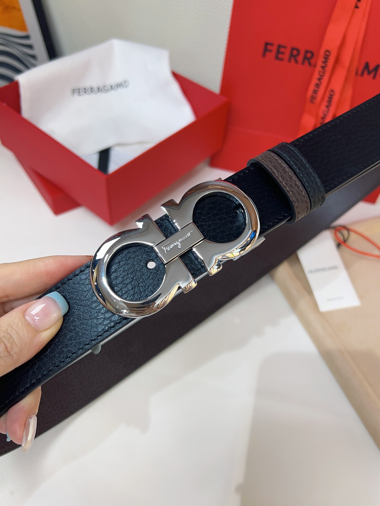 Male Leather Belt Cow Leather Gold Adjustable