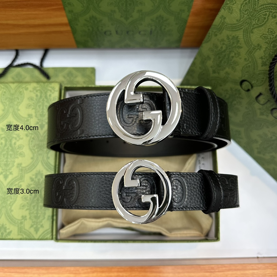 Gucci Male Leather Belt Top Grain Leather Black M