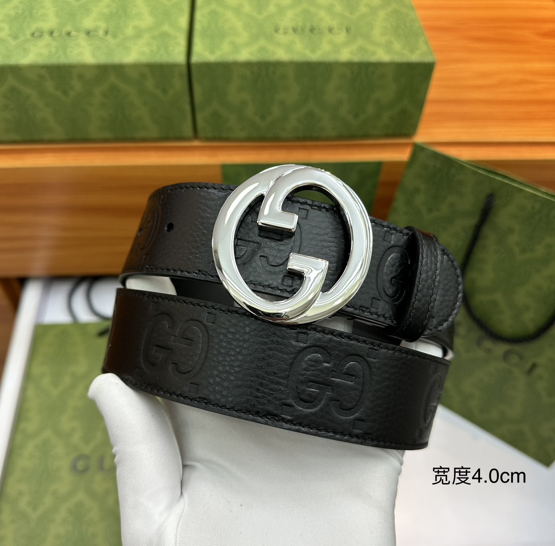 Gucci Male Leather Belt Top Grain Leather Black M