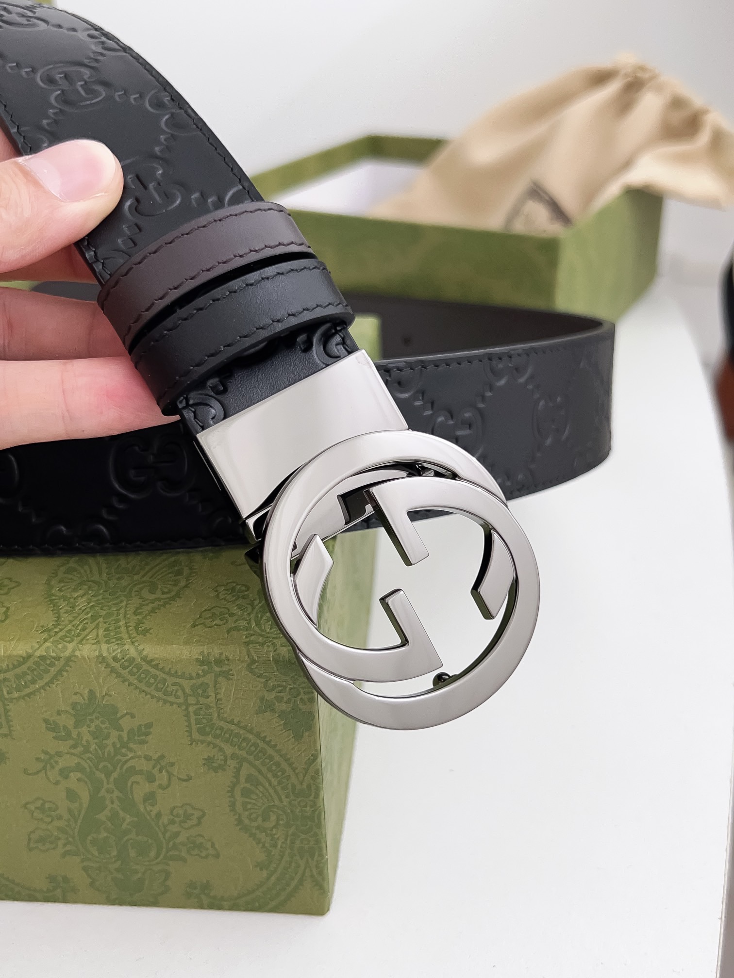 Gucci Male Leather Belt Top Grain Leather M