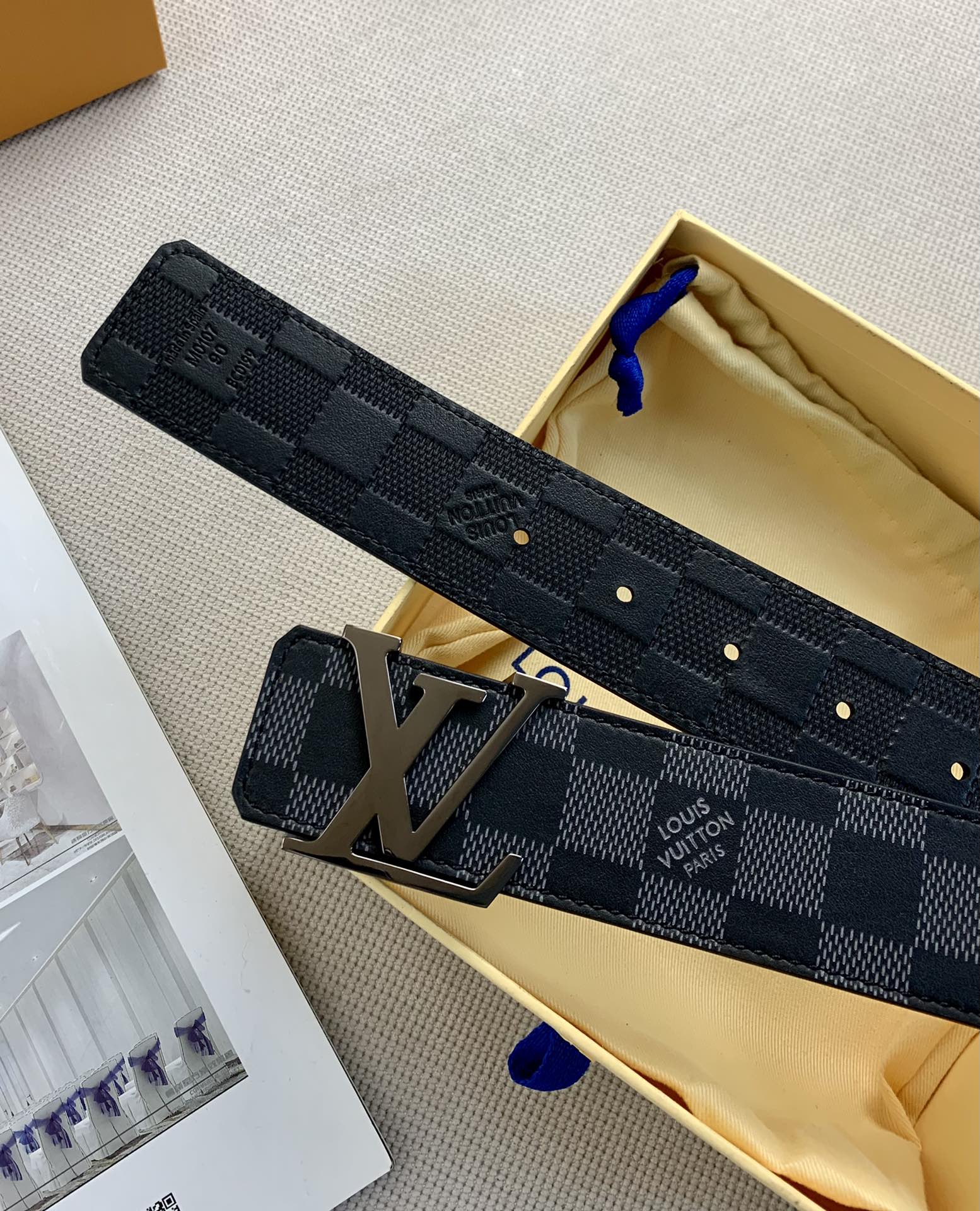 Louis Vuitton Leather Belt Top Grain Leather L