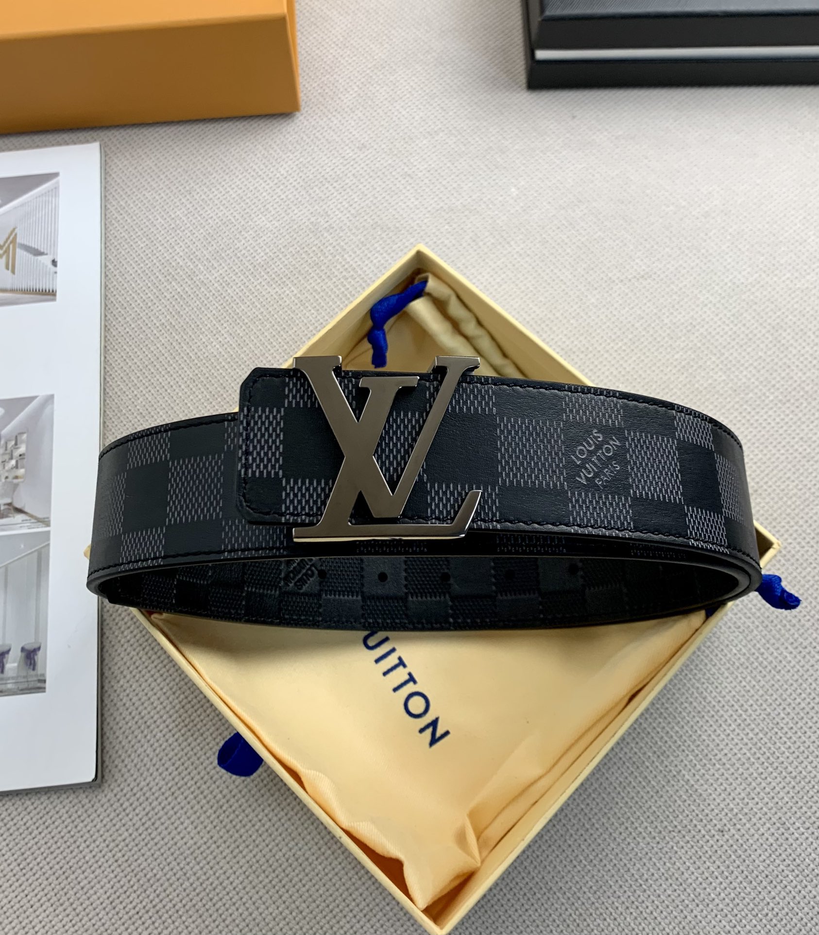 Louis Vuitton Leather Belt Top Grain Leather L