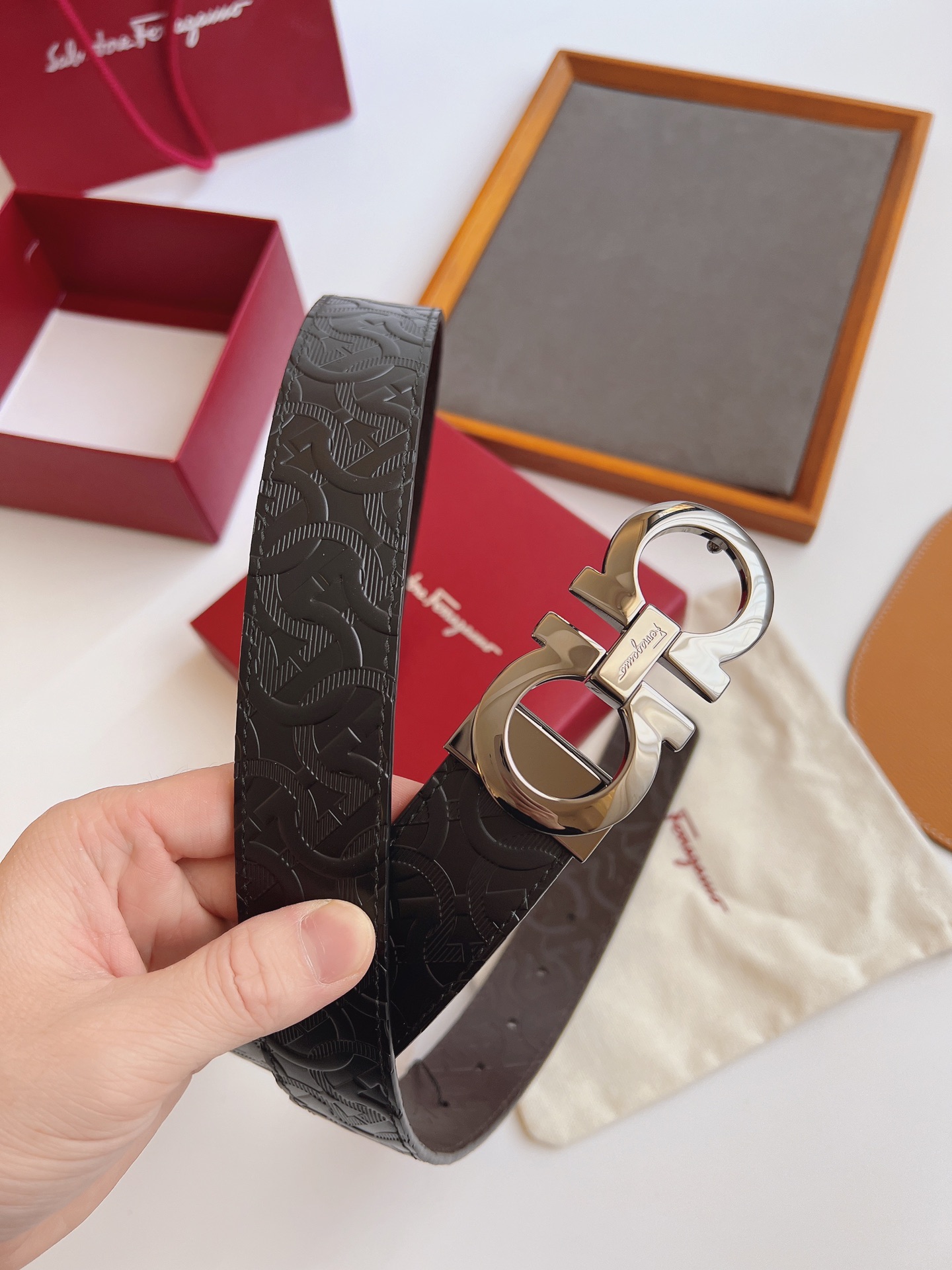 Salvatore Ferragamo Male Leather Belt Top Grain Leather M