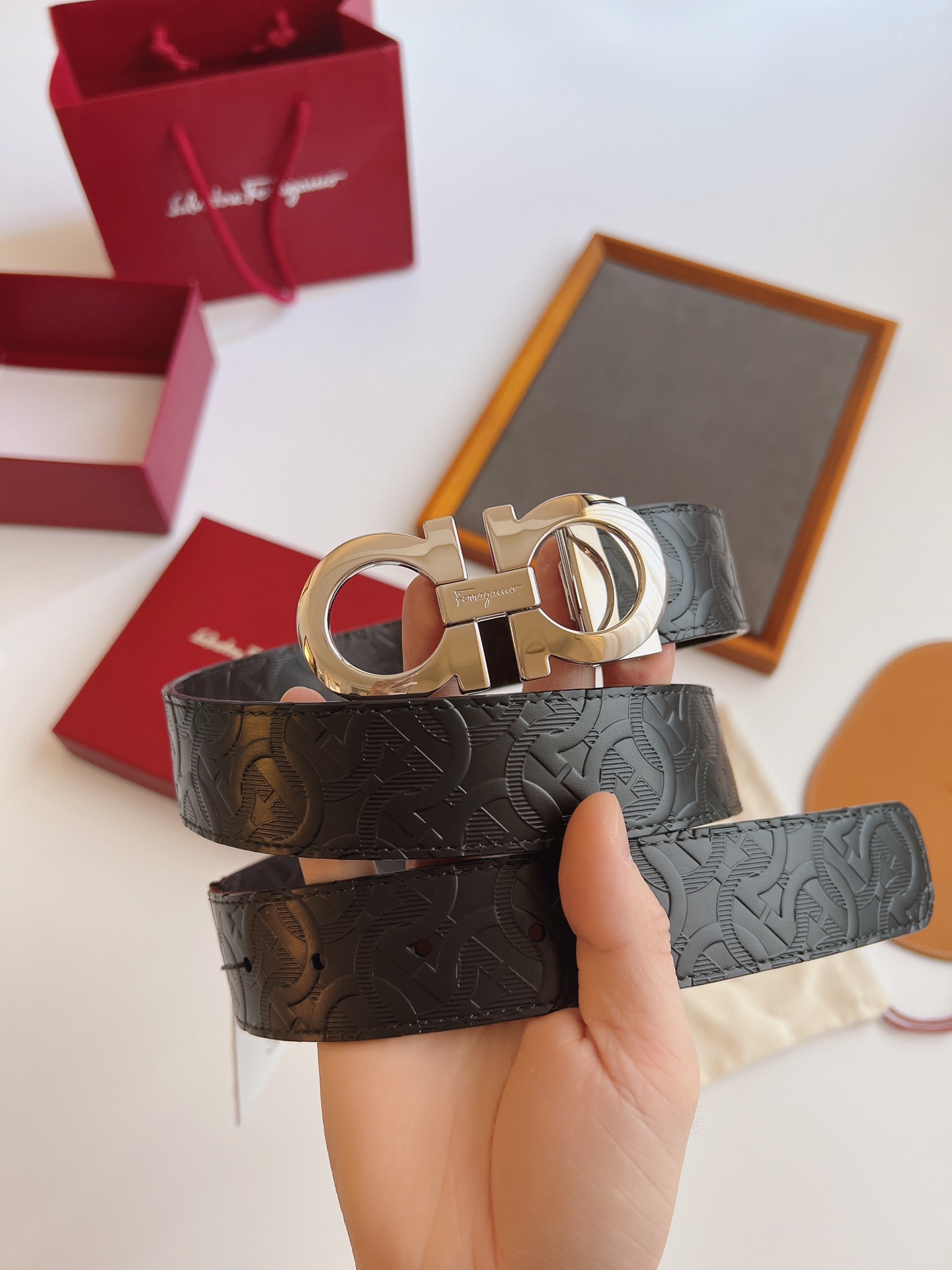 Salvatore Ferragamo Male Leather Belt Top Grain Leather M