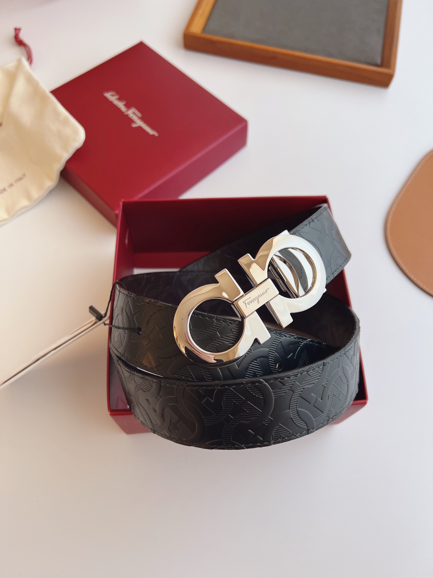 Salvatore Ferragamo Male Leather Belt Top Grain Leather M