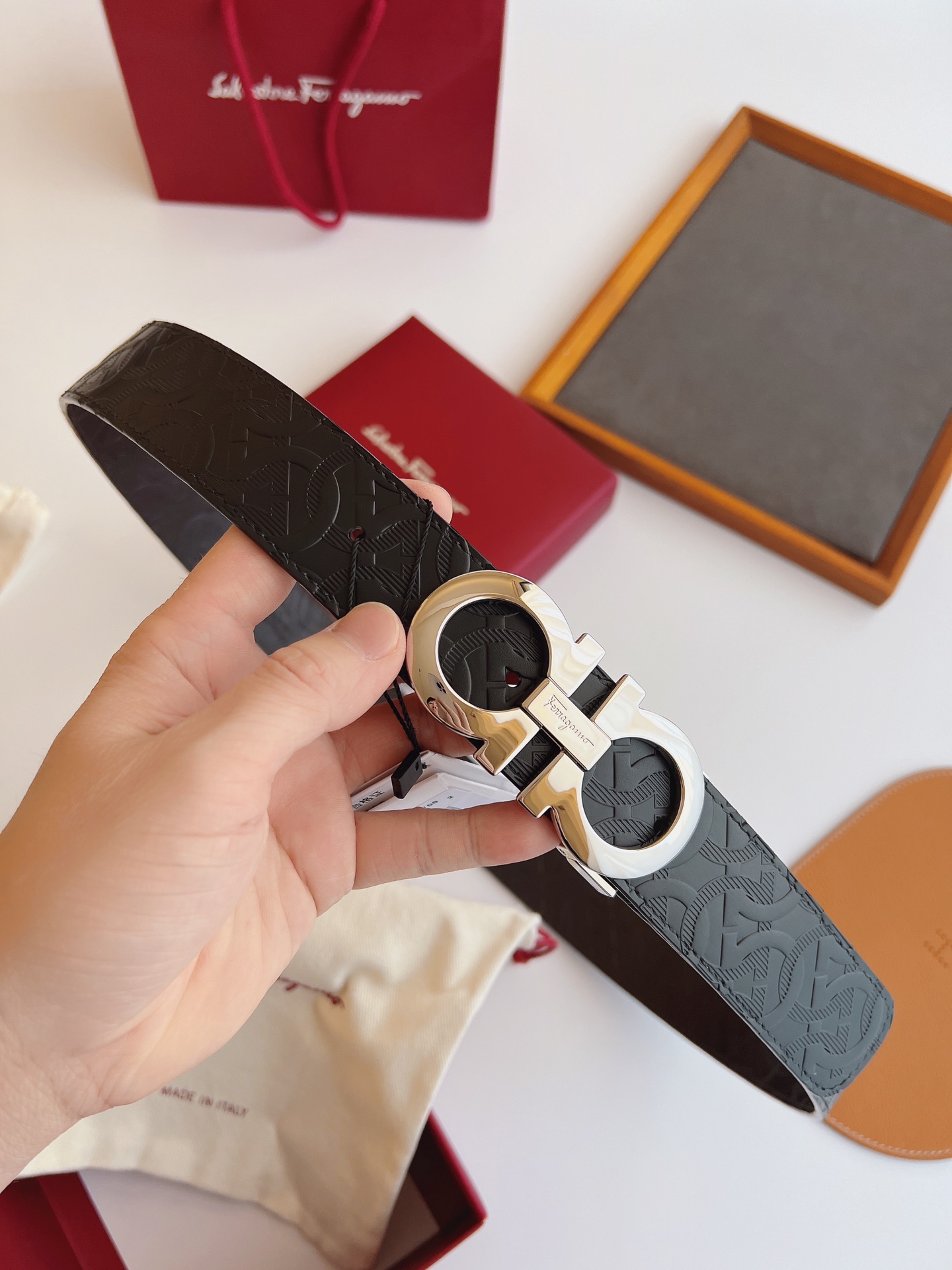 Salvatore Ferragamo Male Leather Belt Top Grain Leather M