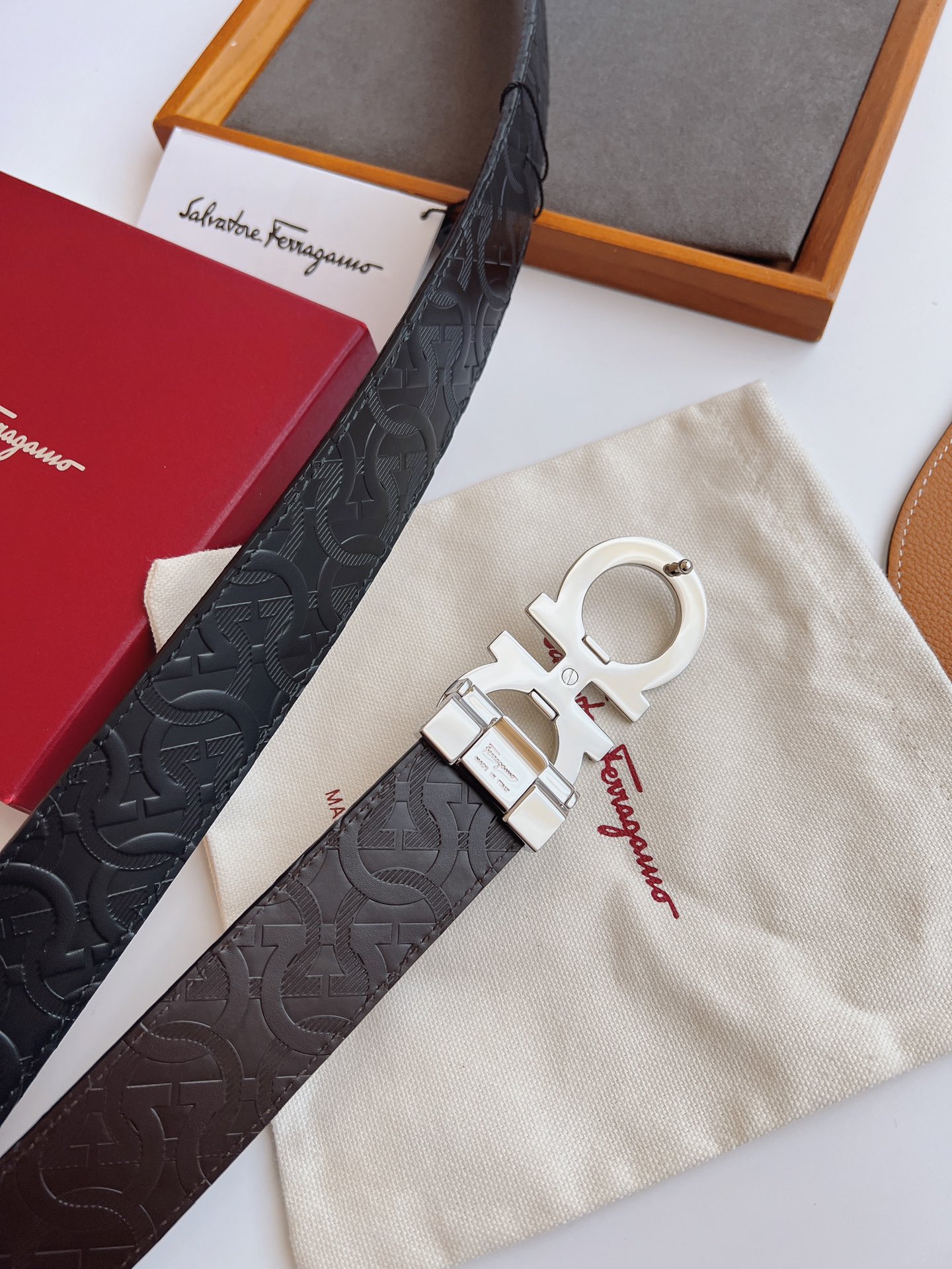 Salvatore Ferragamo Male Leather Belt Top Grain Leather M