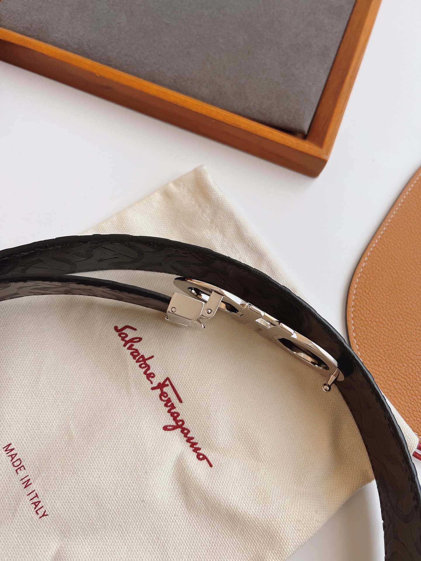 Salvatore Ferragamo Male Leather Belt Top Grain Leather M