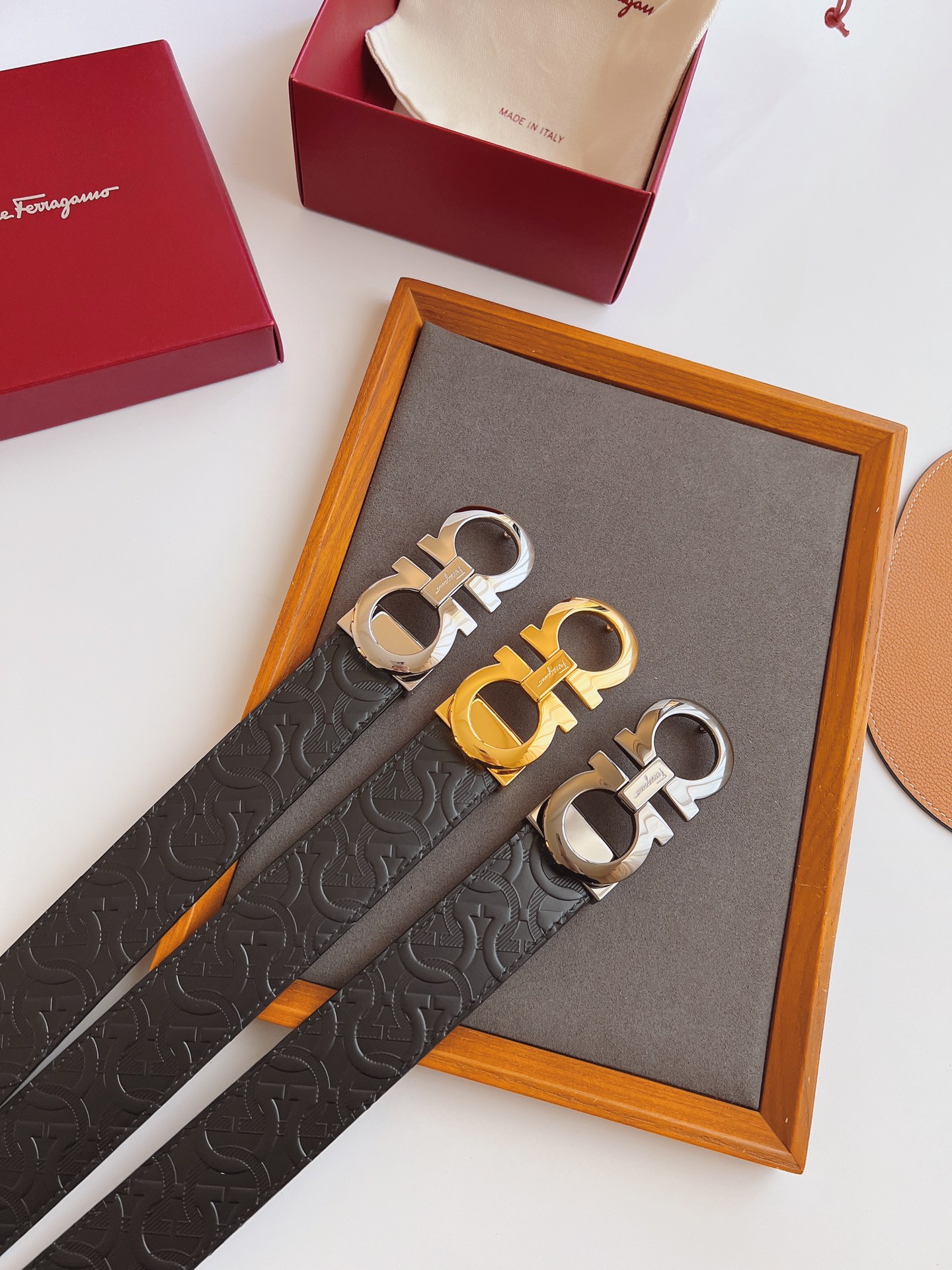 Salvatore Ferragamo Male Leather Belt Top Grain Leather M