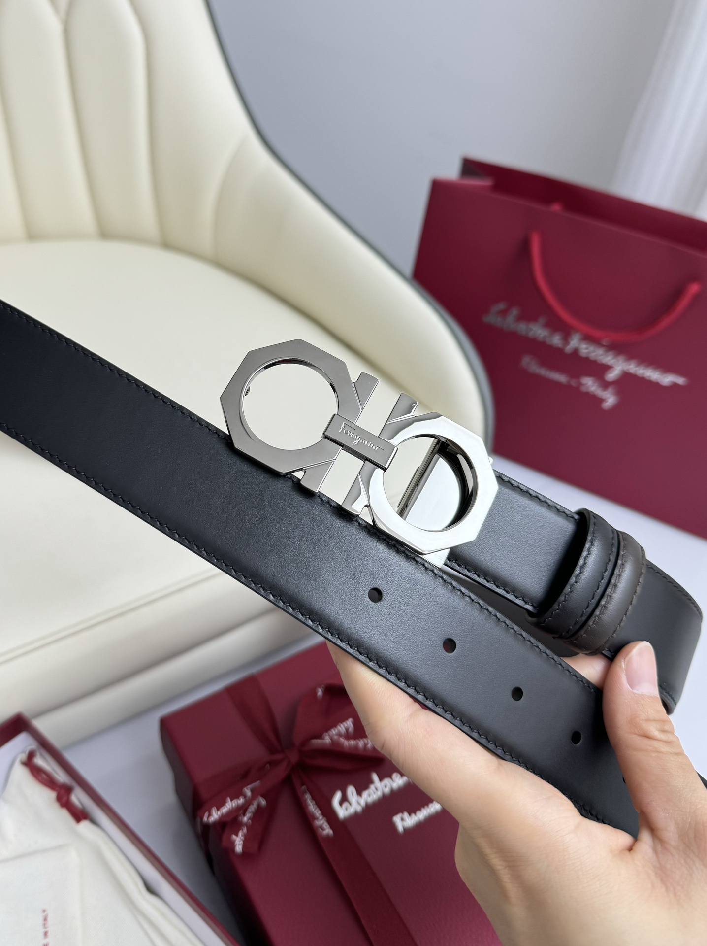 Salvatore Ferragamo Basic Belt Top Grain Leather