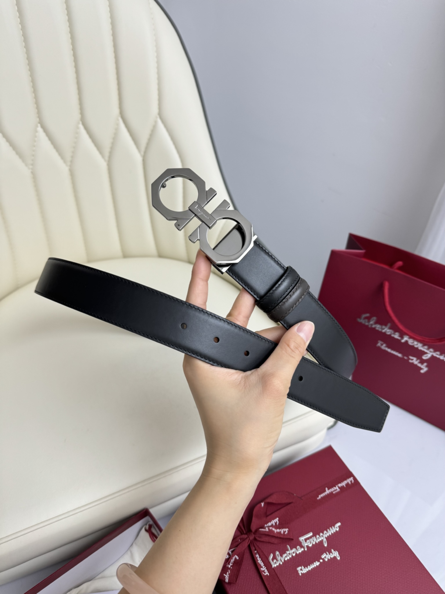 Salvatore Ferragamo Basic Belt Top Grain Leather