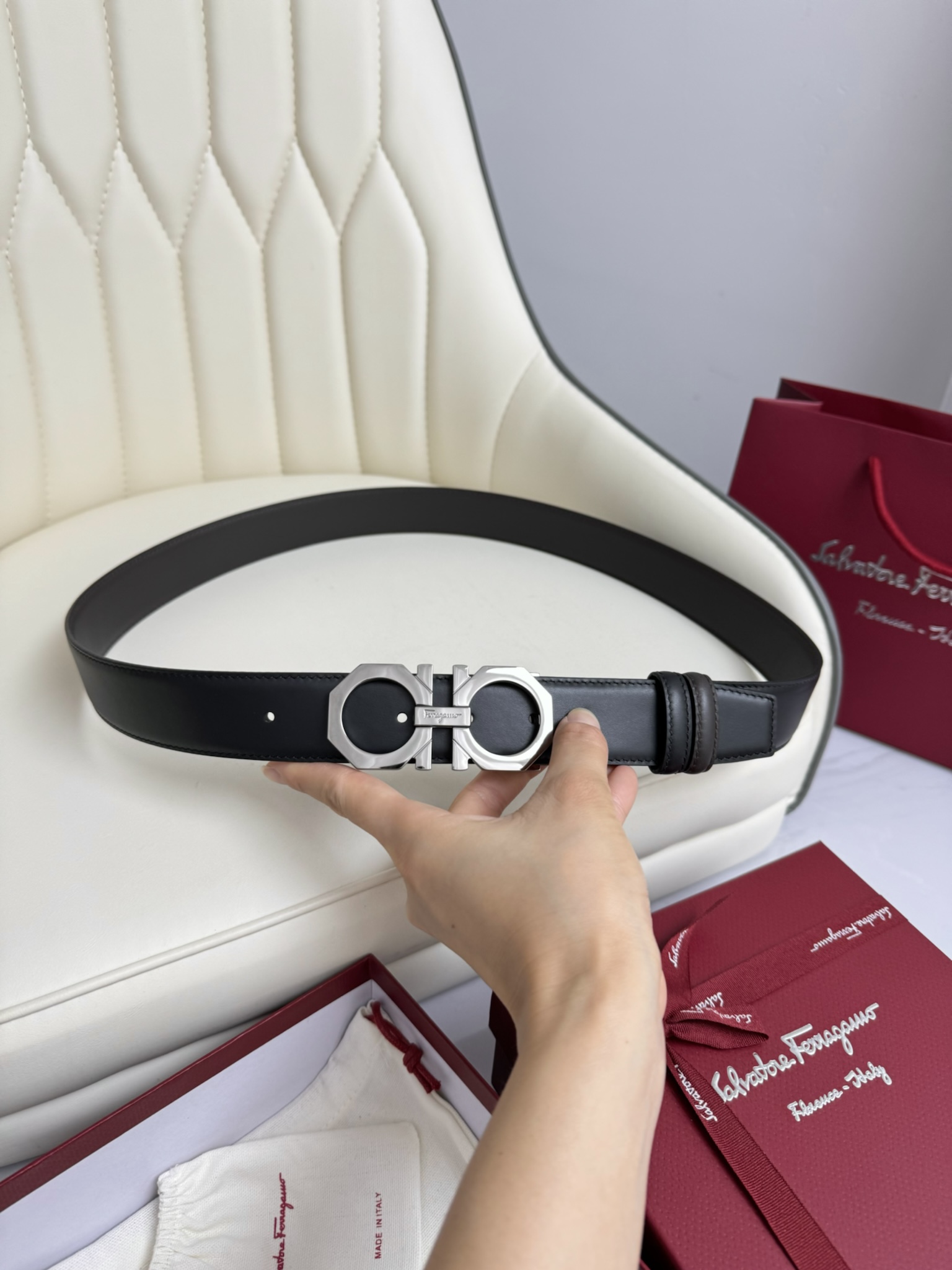 Salvatore Ferragamo Basic Belt Top Grain Leather