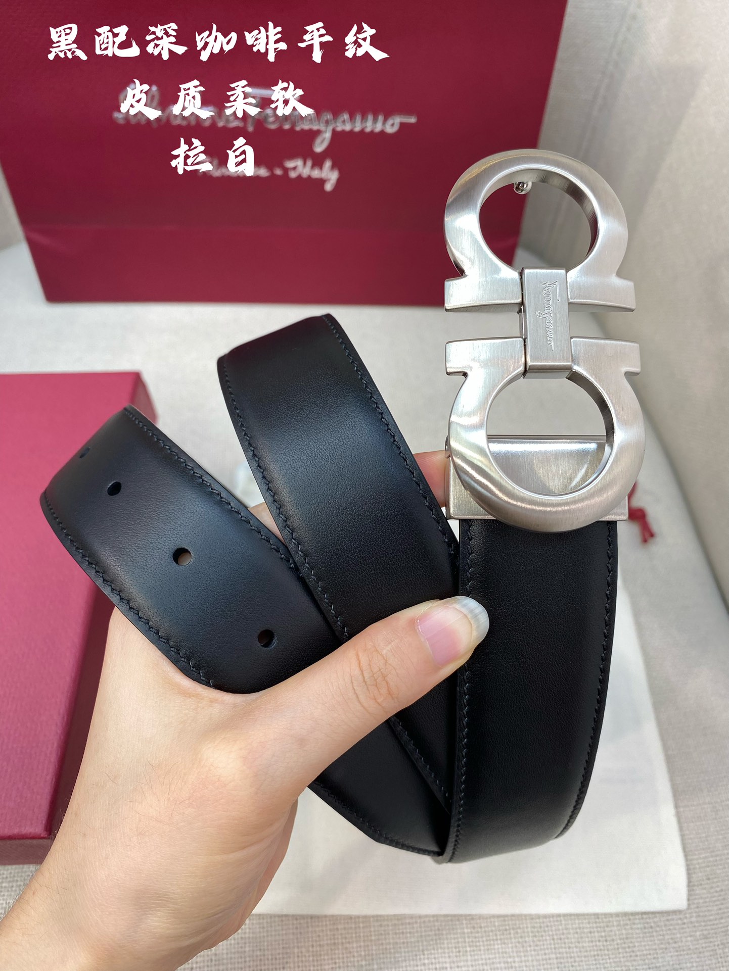 Salvatore Ferragamo Male Leather Belt Cow Leather M