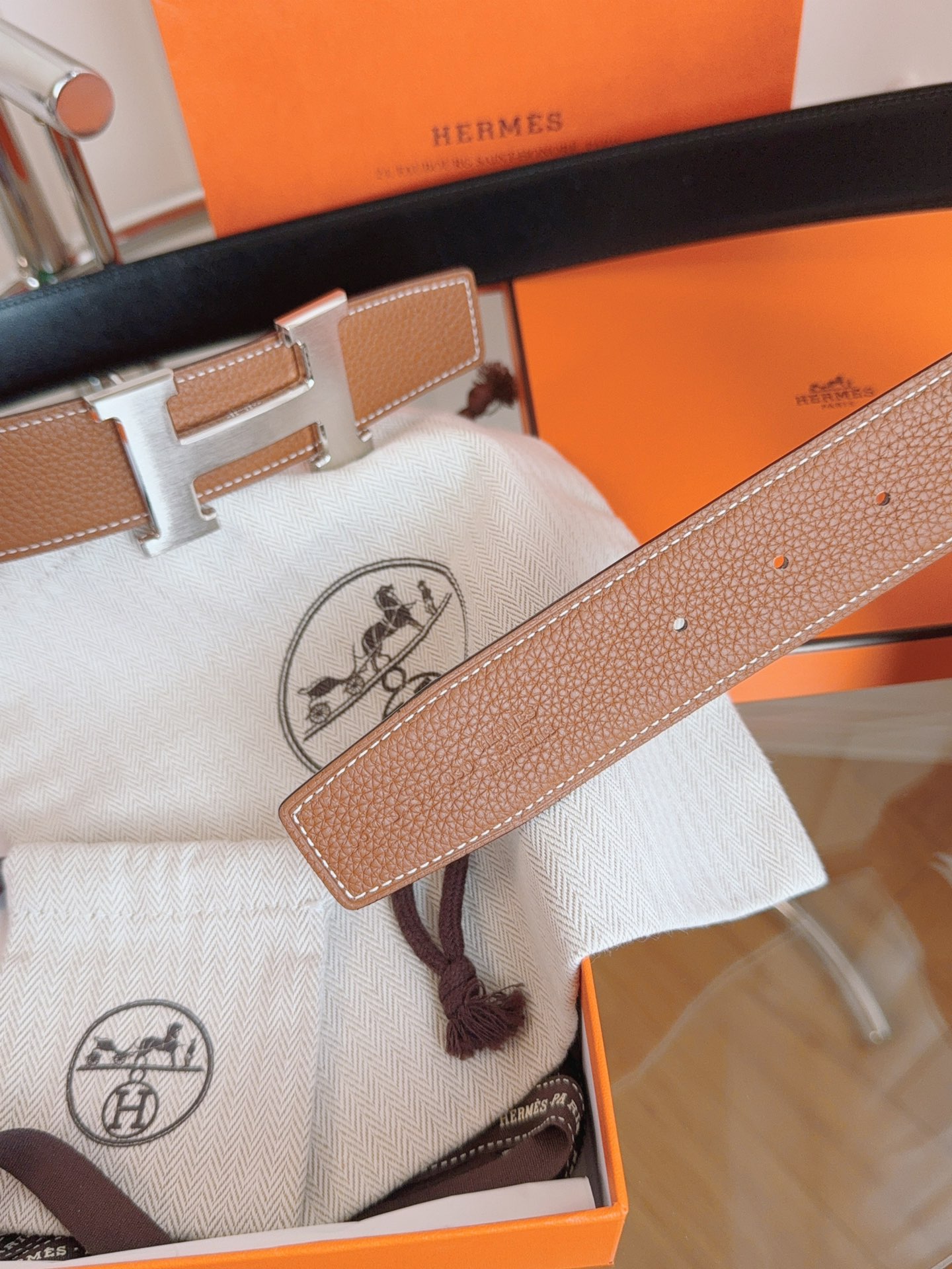 Hermès Leather Belt S-m