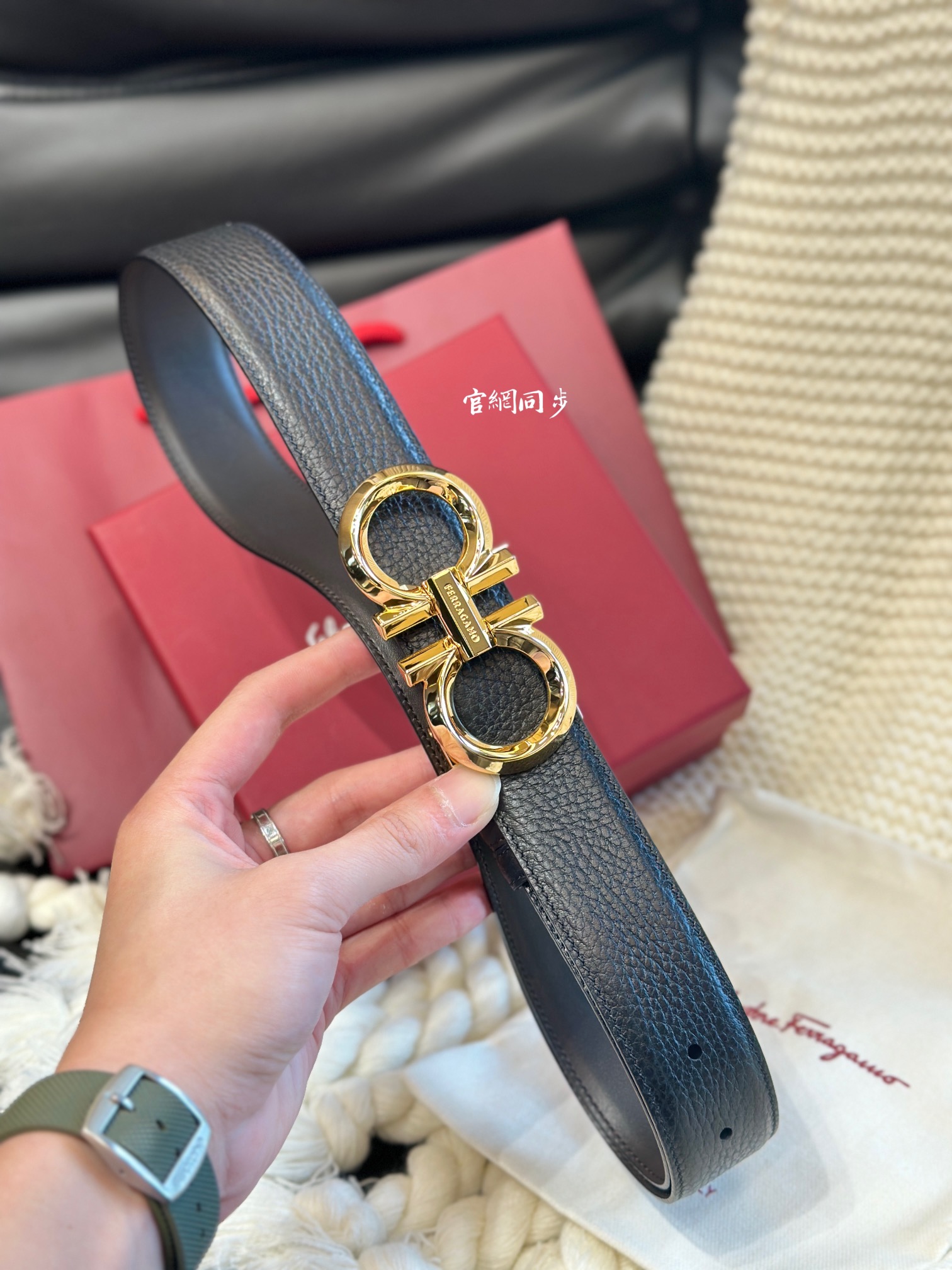 Salvatore Ferragamo Leather Belt Top Grain Leather 35mm-m