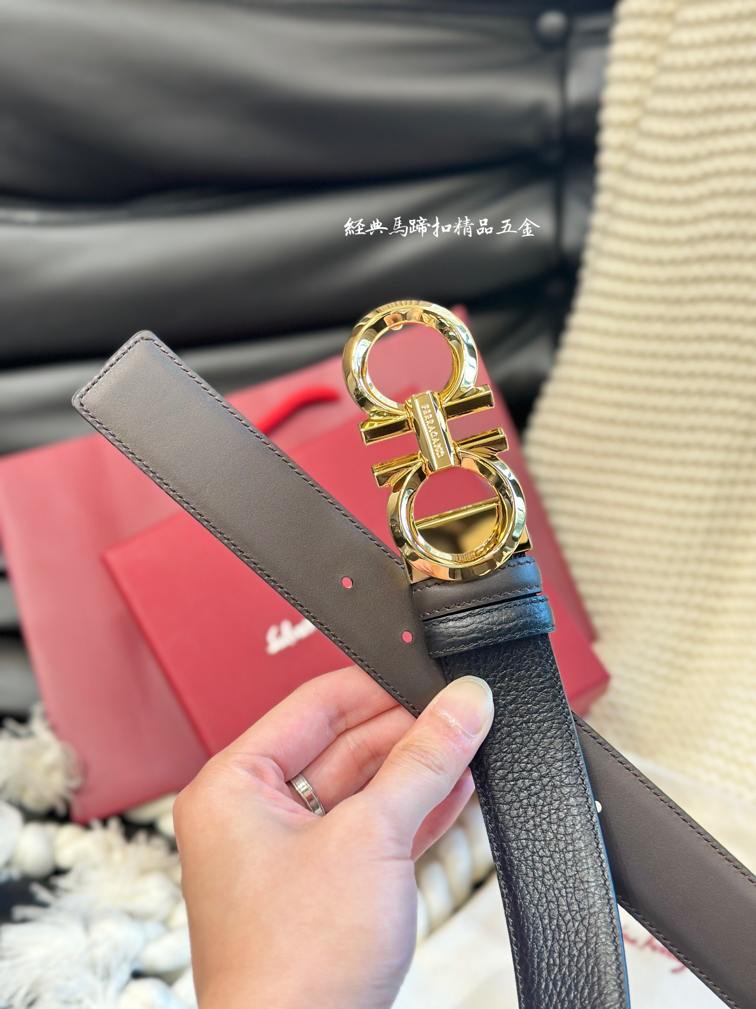 Salvatore Ferragamo Leather Belt Top Grain Leather 35mm-m