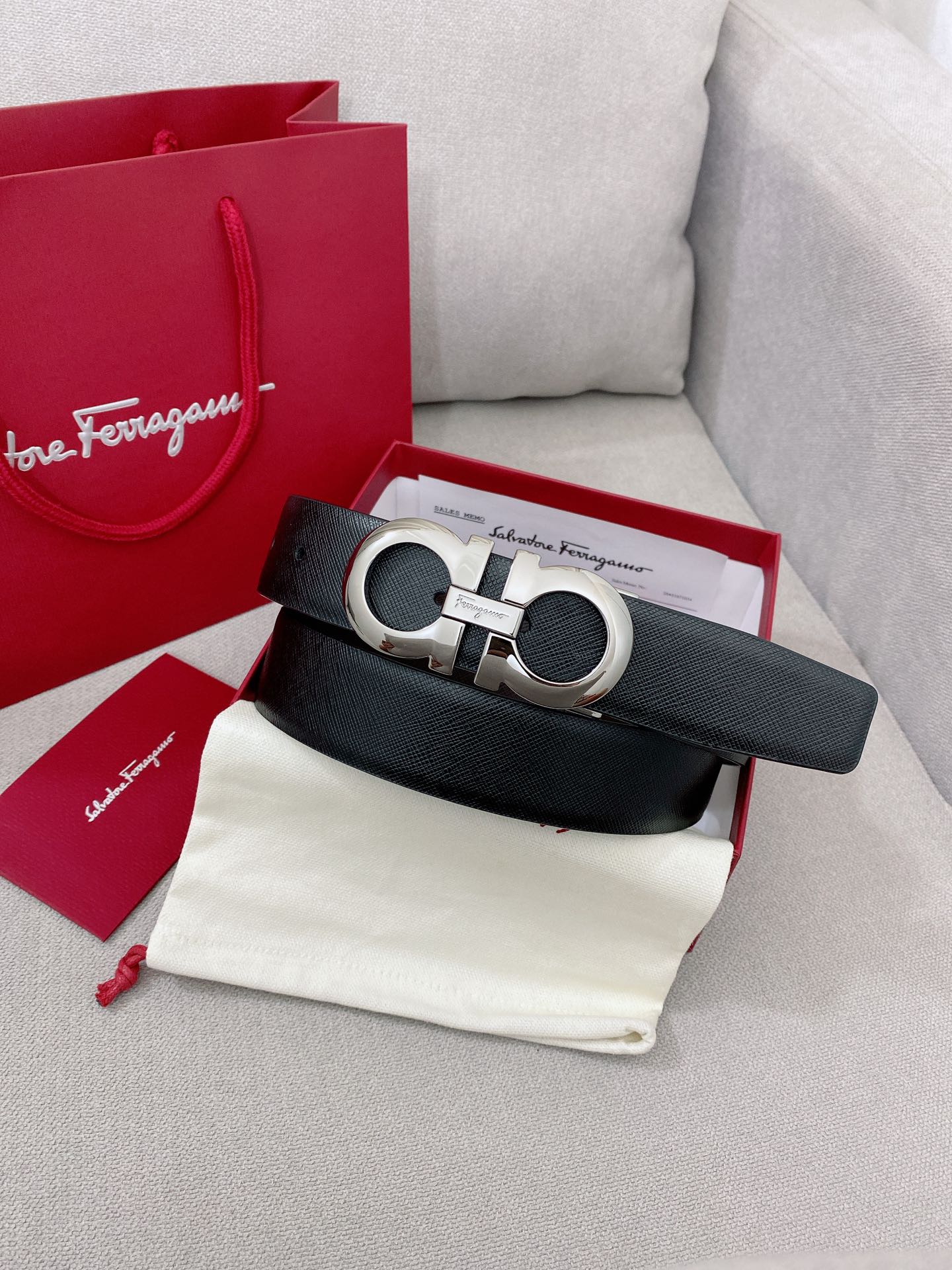 Salvatore Ferragamo Leather Belt Top Grain Leather M