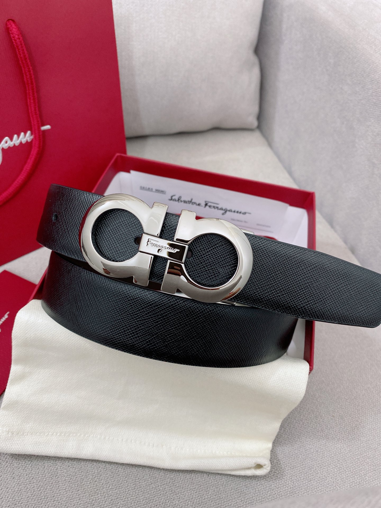 Salvatore Ferragamo Leather Belt Top Grain Leather M