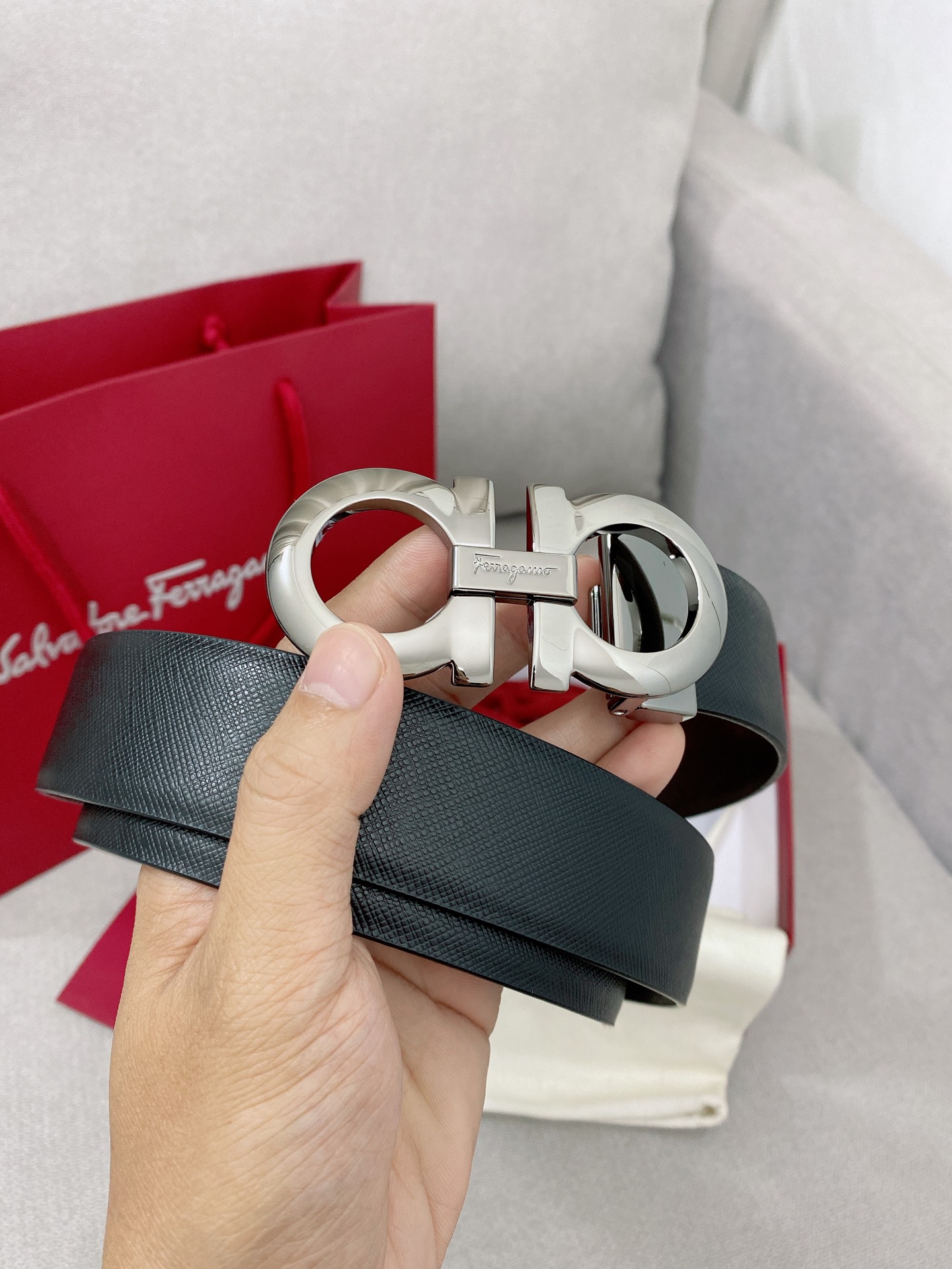 Salvatore Ferragamo Leather Belt Top Grain Leather M