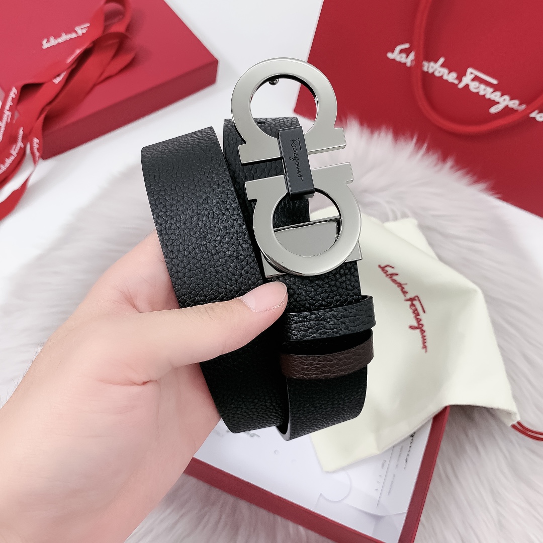 Salvatore Ferragamo Male Leather Belt 35mm-m