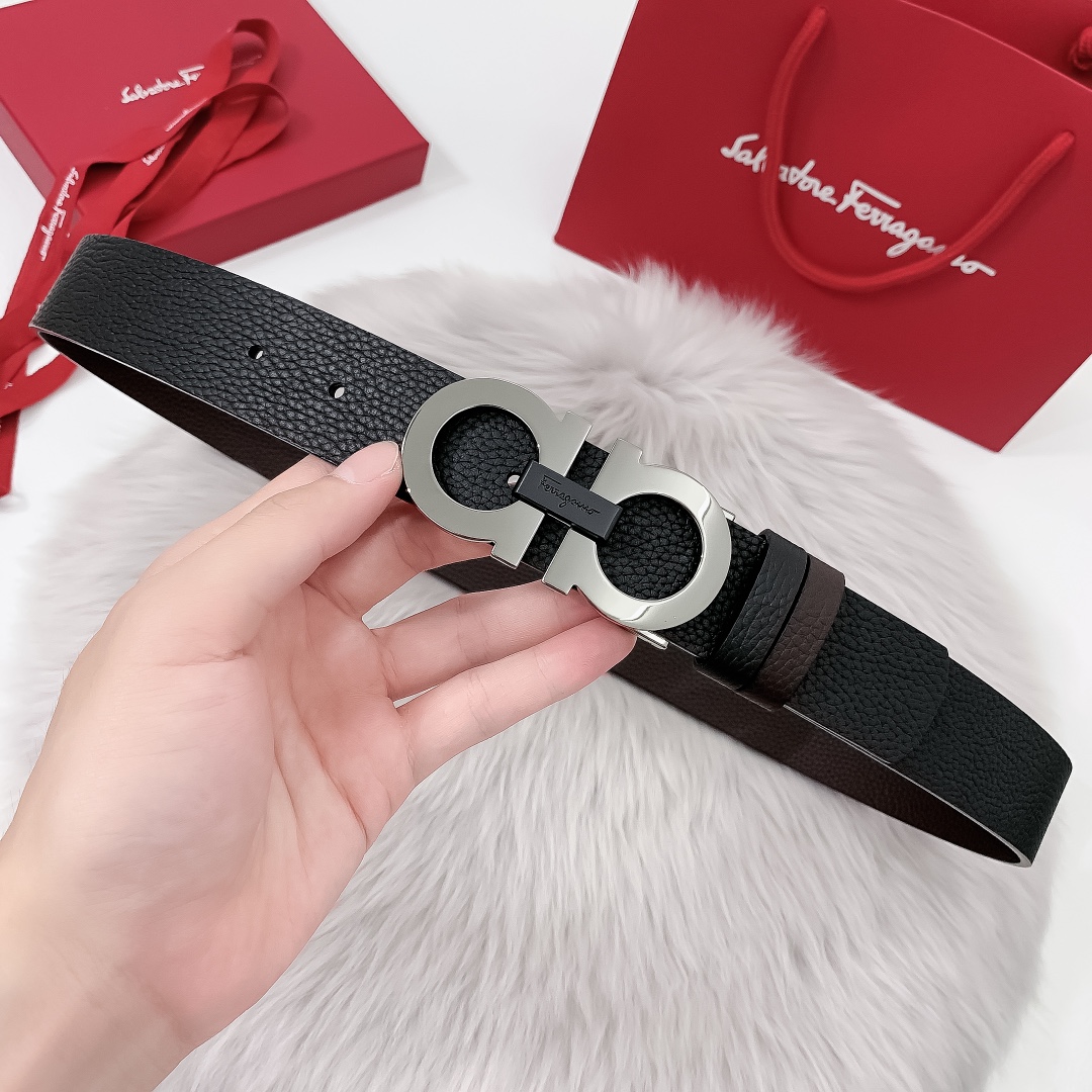 Salvatore Ferragamo Male Leather Belt 35mm-m