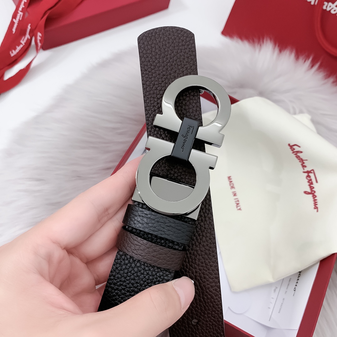 Salvatore Ferragamo Male Leather Belt 35mm-m