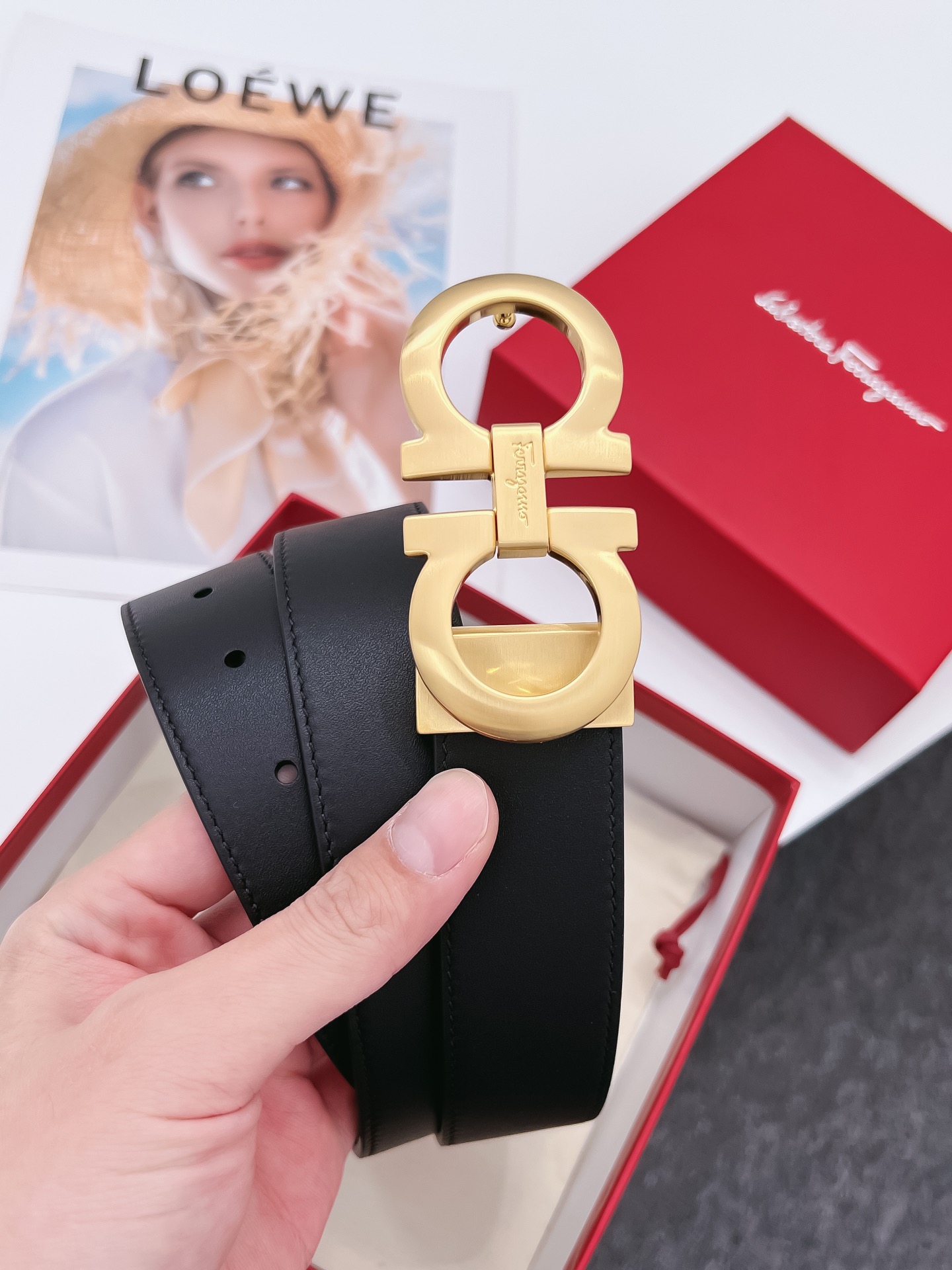 Salvatore Ferragamo Male Leather Belt Cow Leather M