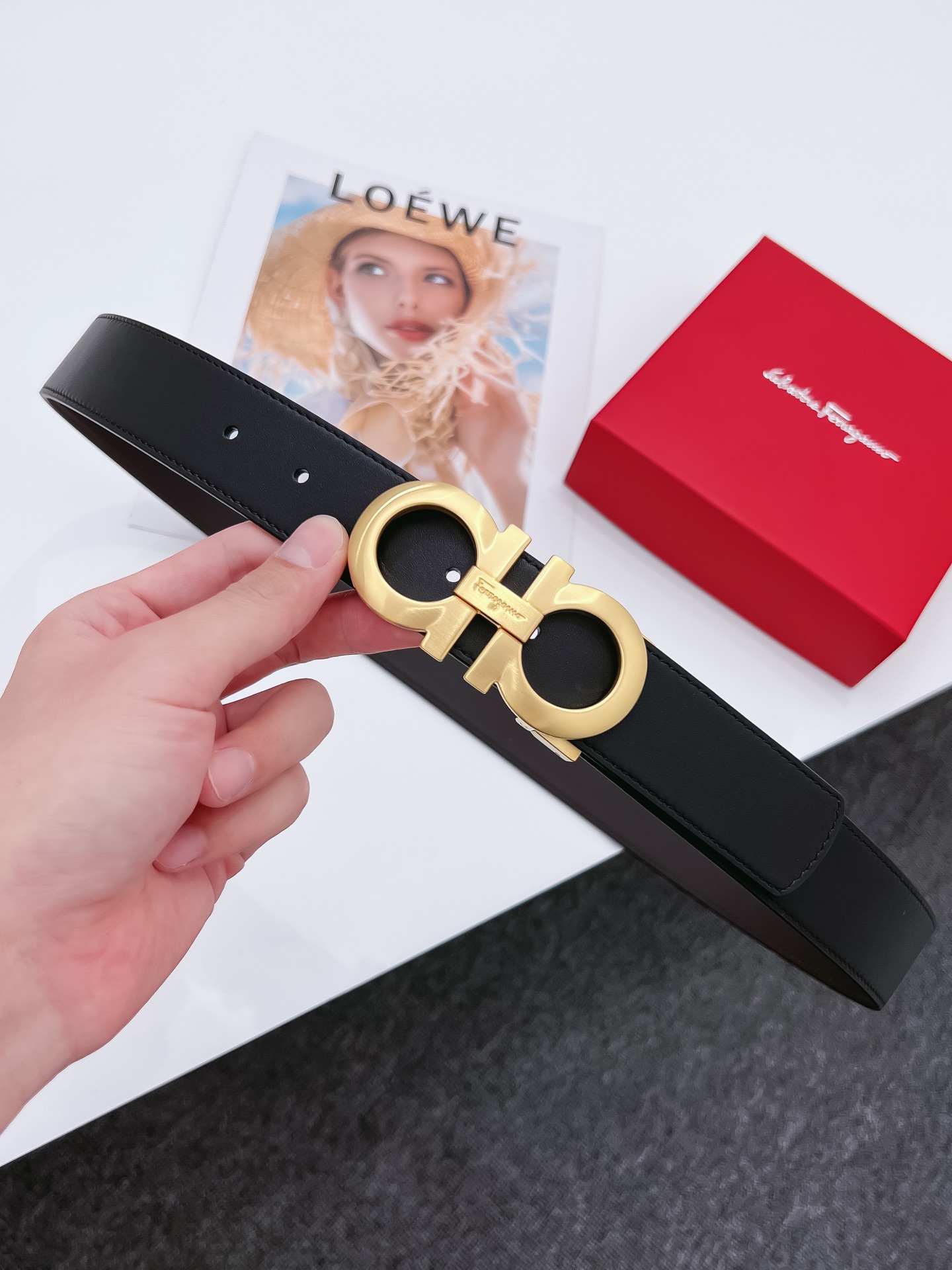 Salvatore Ferragamo Male Leather Belt Cow Leather M