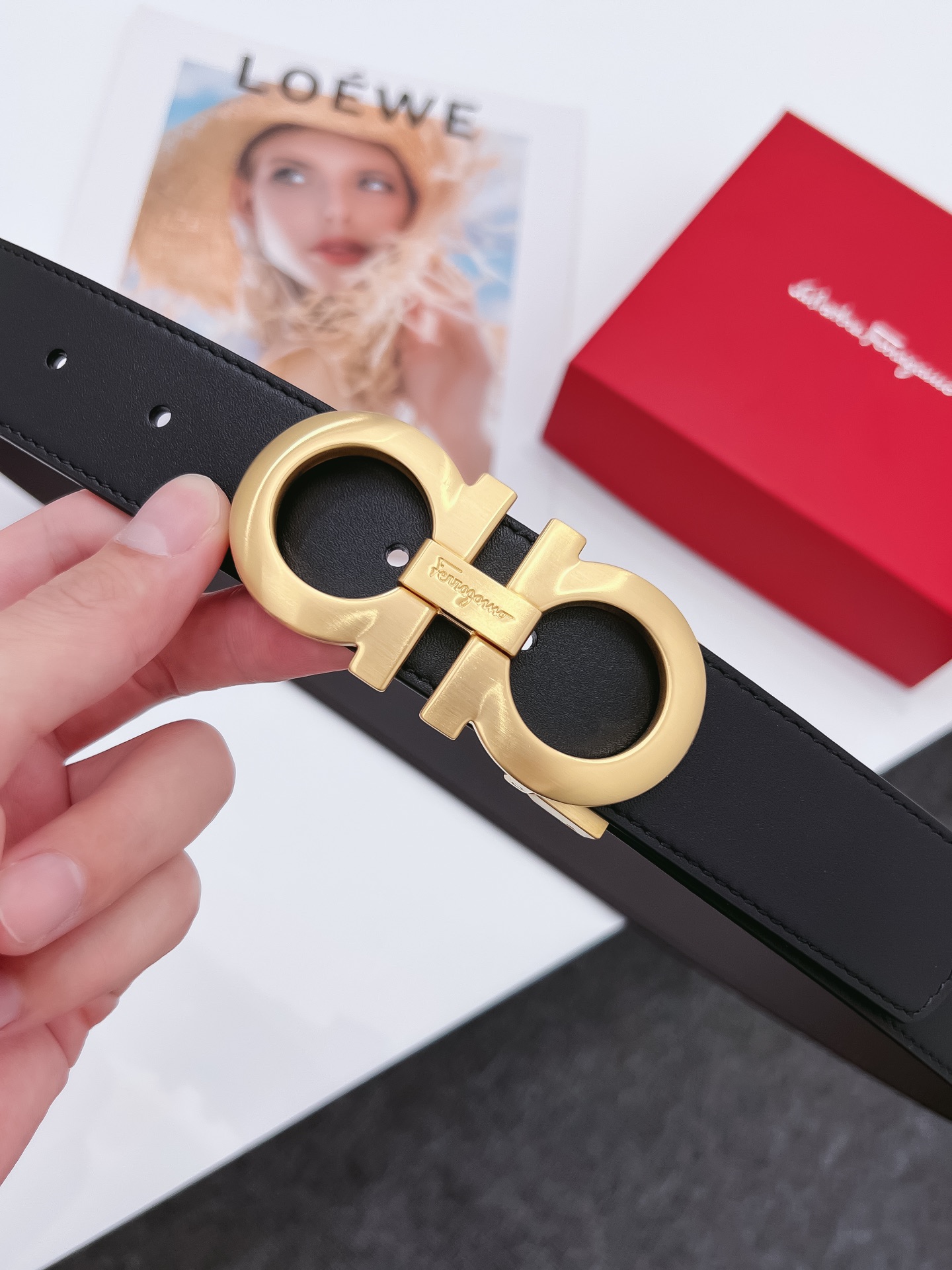 Salvatore Ferragamo Male Leather Belt Cow Leather M