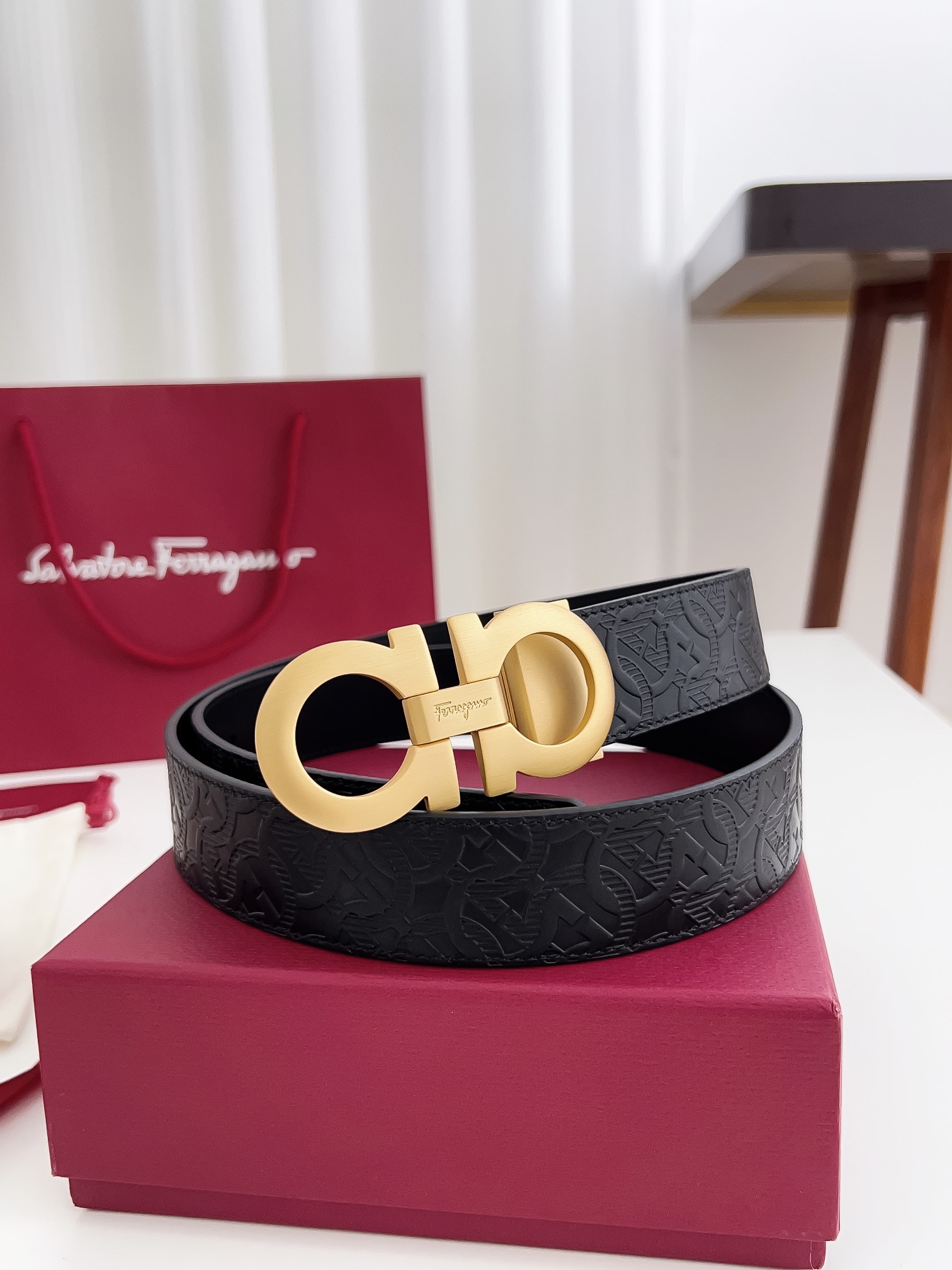 Salvatore Ferragamo Male Leather Belt Cow Leather M