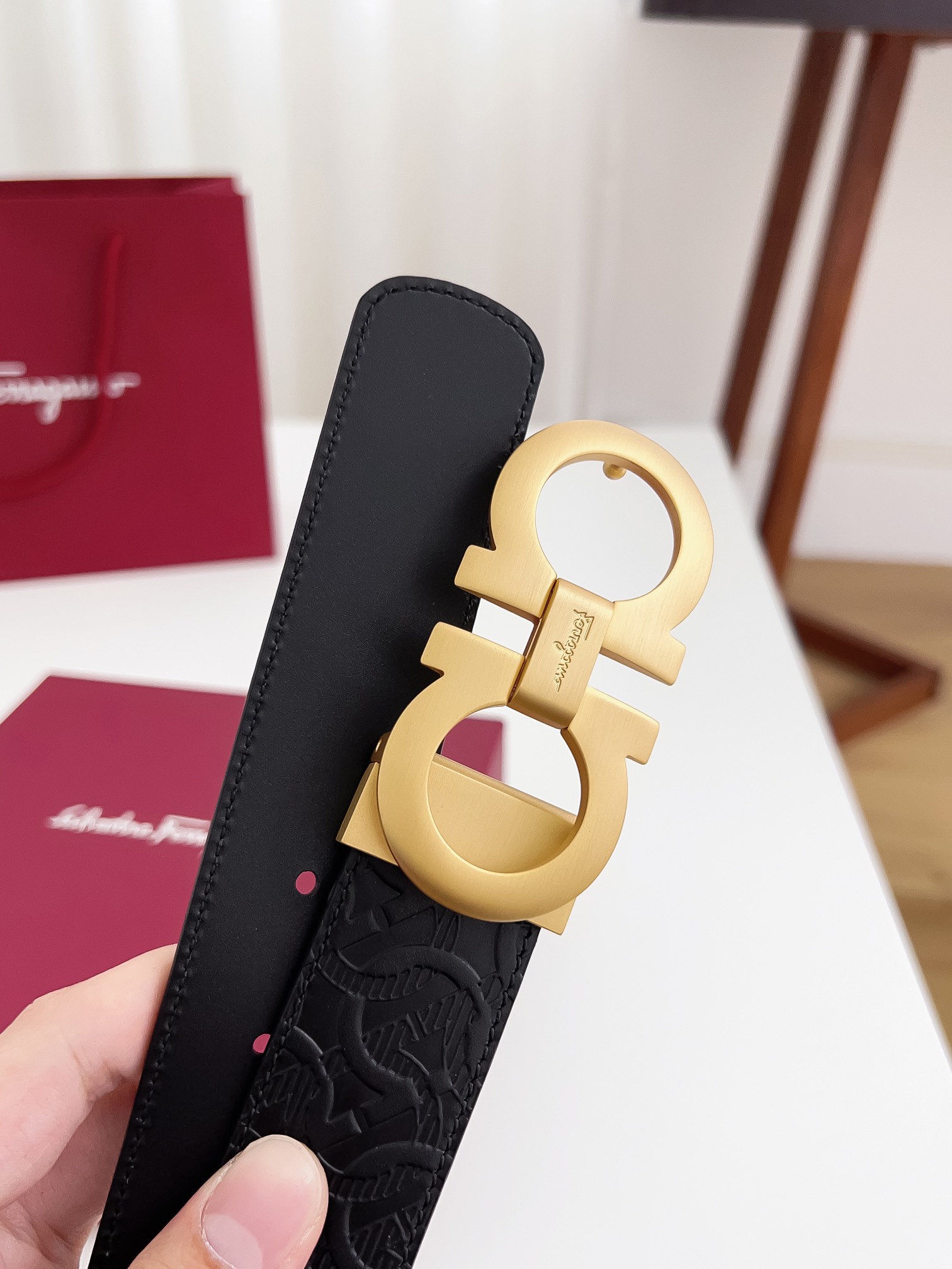 Salvatore Ferragamo Male Leather Belt Cow Leather M