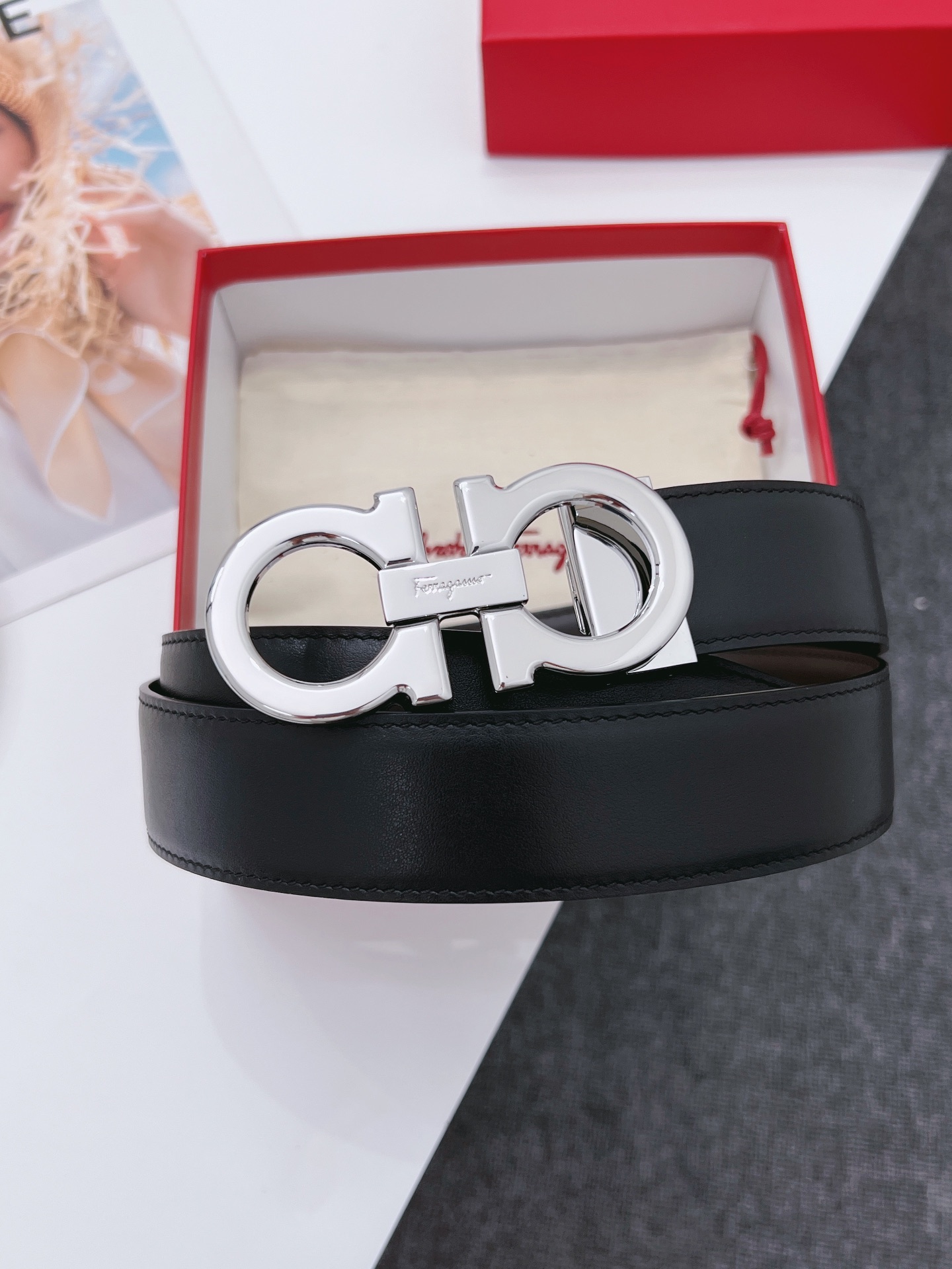 Salvatore Ferragamo Male Leather Belt Cow Leather M