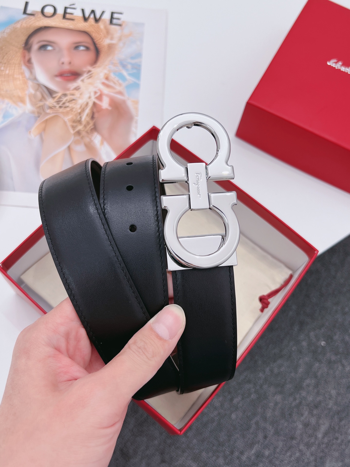 Salvatore Ferragamo Male Leather Belt Cow Leather M