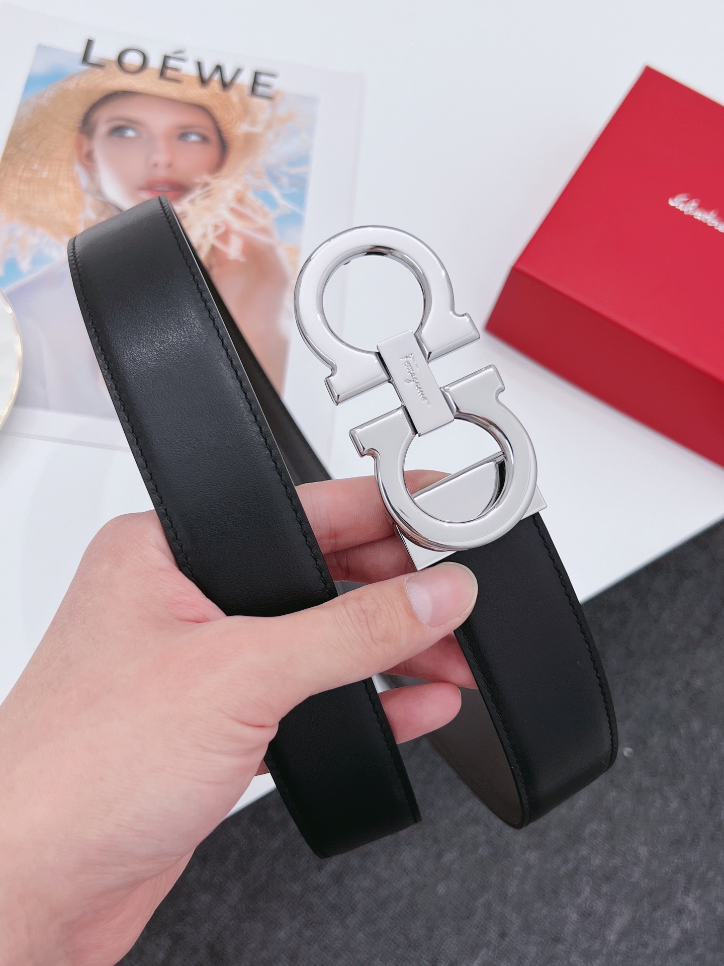 Salvatore Ferragamo Male Leather Belt Cow Leather M