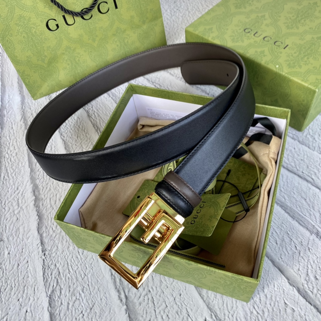 Gucci Male Leather Belt Top Grain Leather M