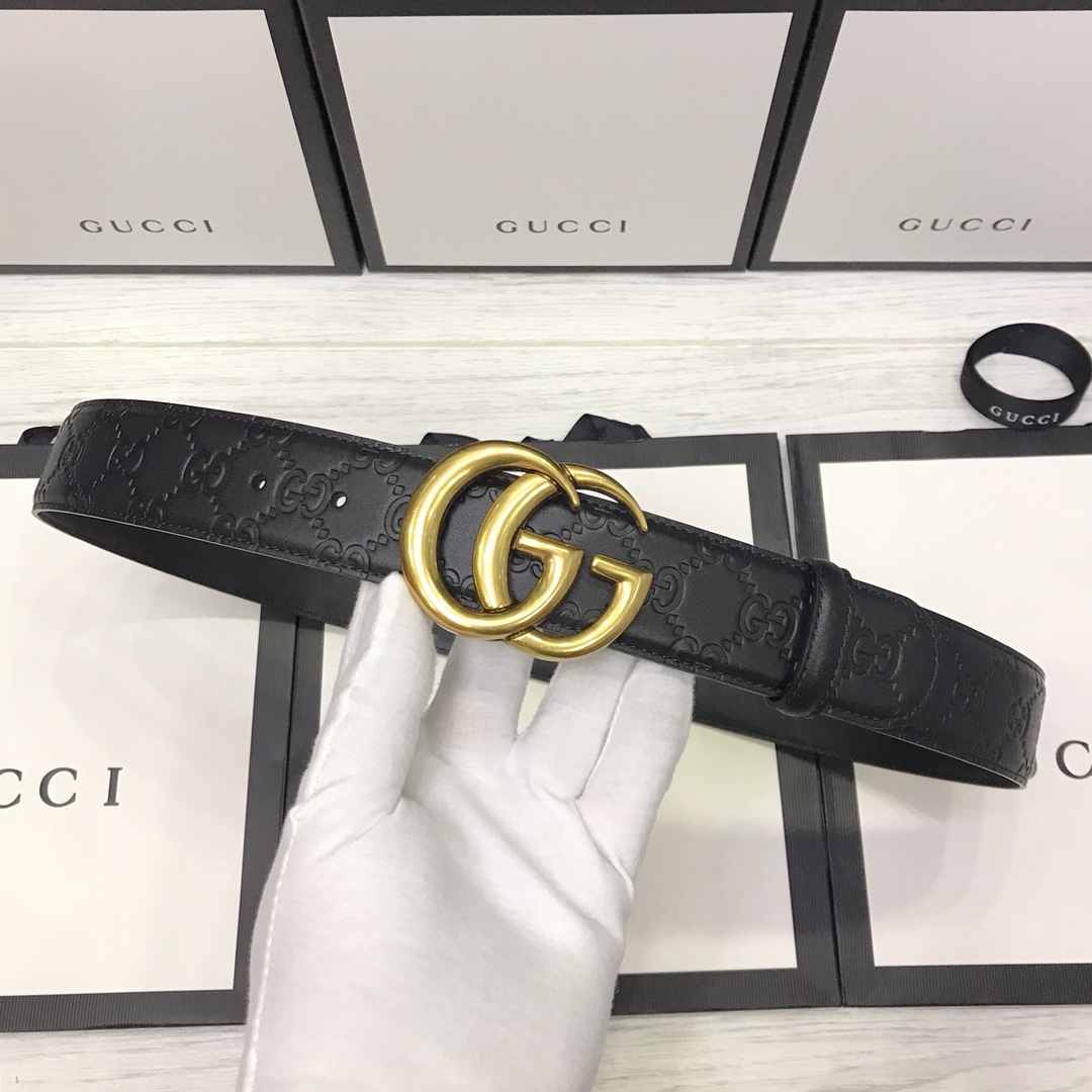 Gucci Basic Belt Top Grain Leather Black M