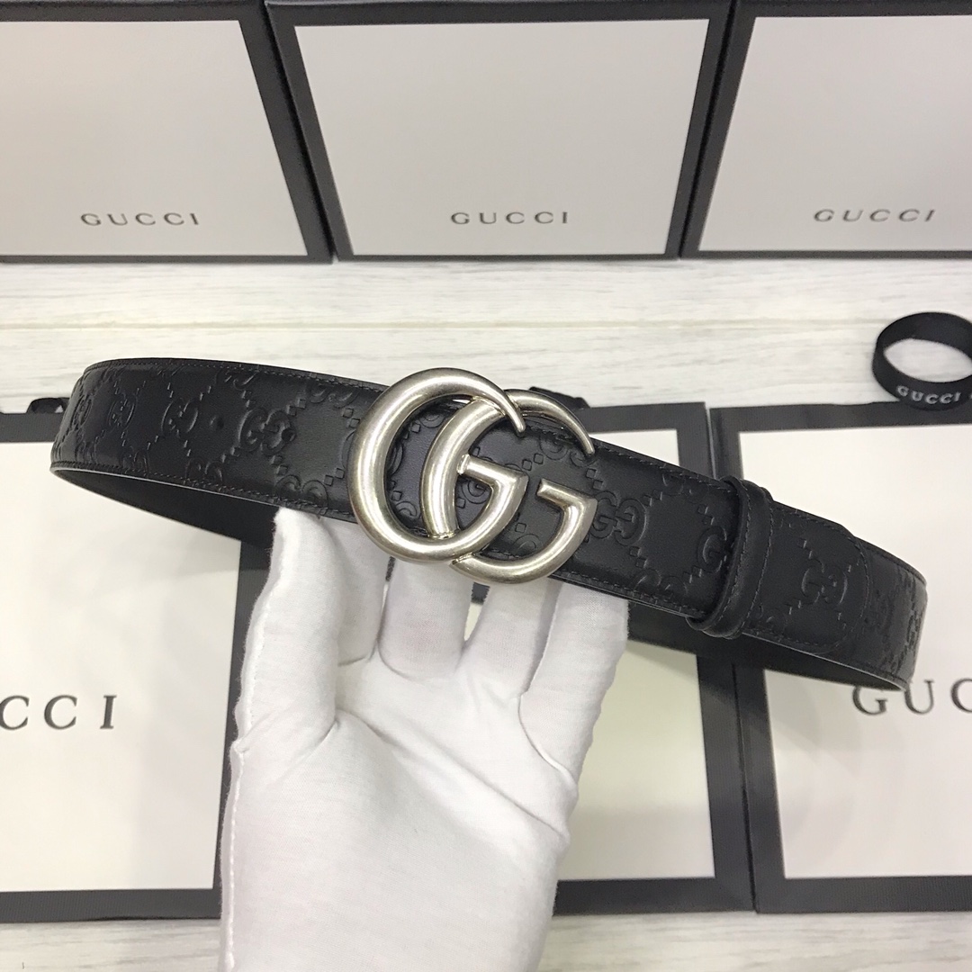 Gucci Basic Belt Top Grain Leather Black M