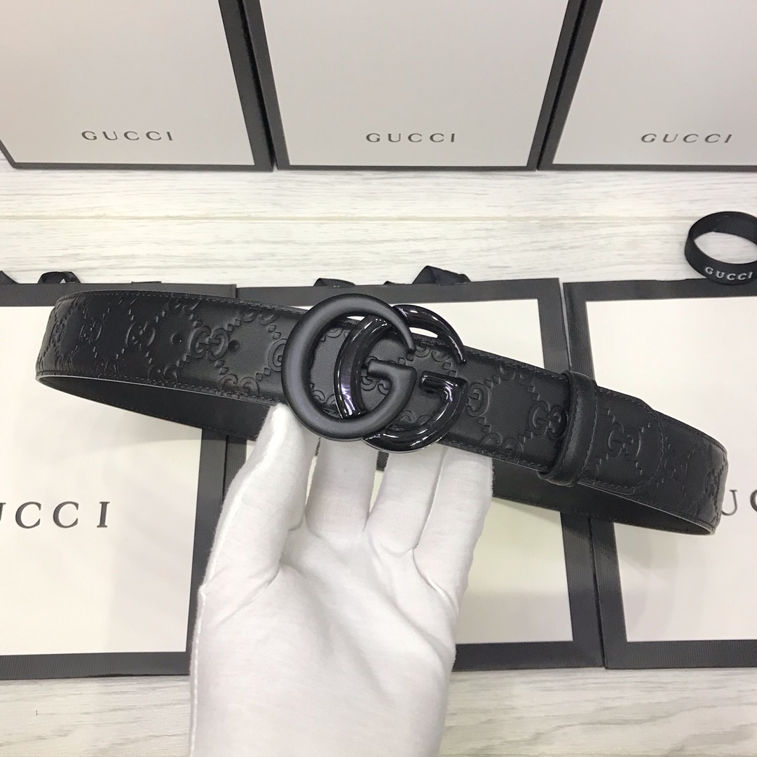 Gucci Basic Belt Top Grain Leather Black M