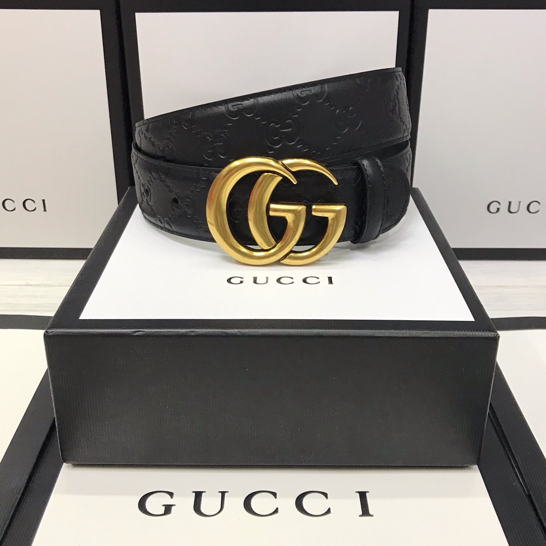 Gucci Basic Belt Top Grain Leather Black M