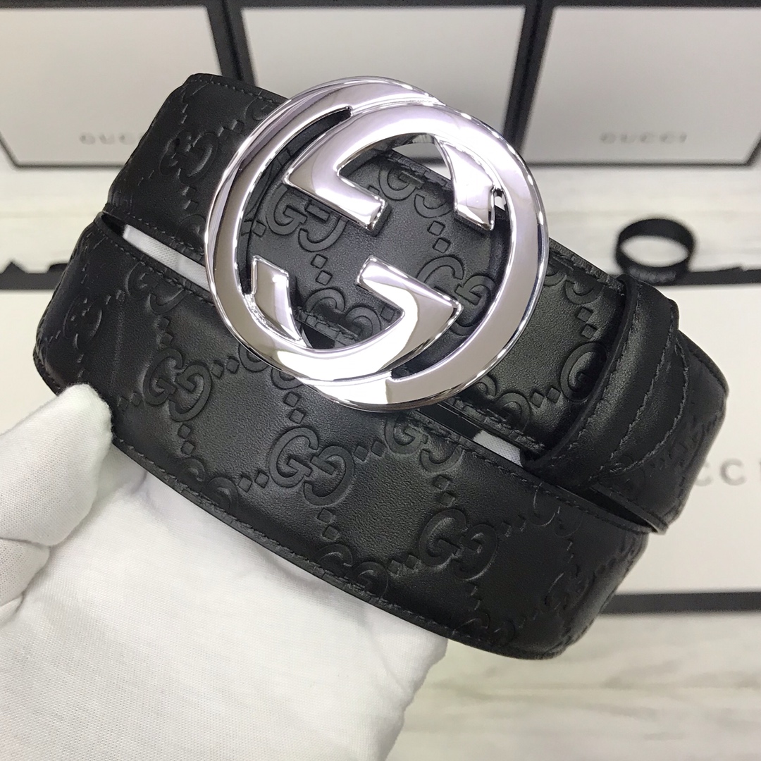 Gucci Basic Belt Top Grain Leather Black M